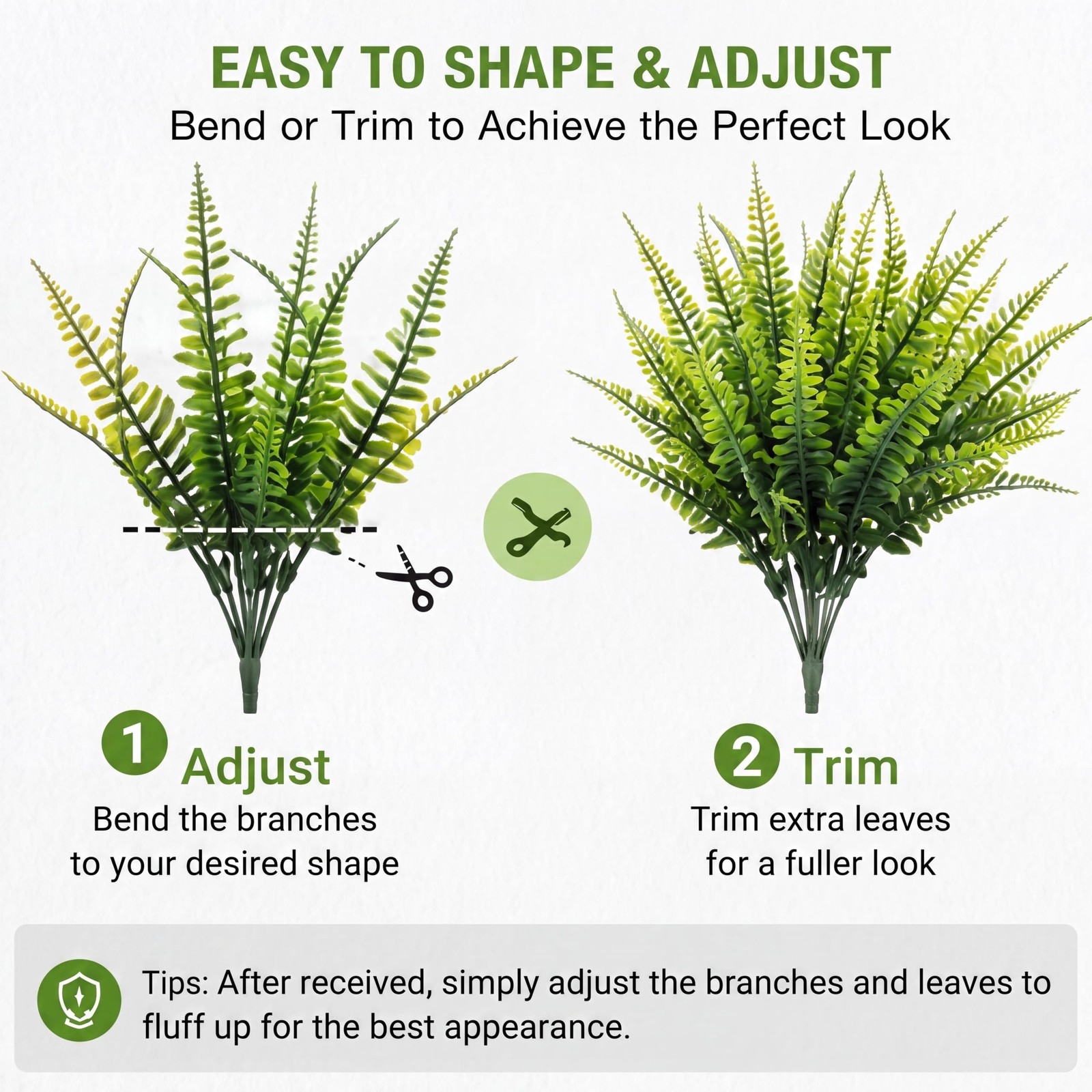 20 Pack Fake Ferns Bulk Outdoor Artificial Boston Fern Plants UV Resistant Fa…