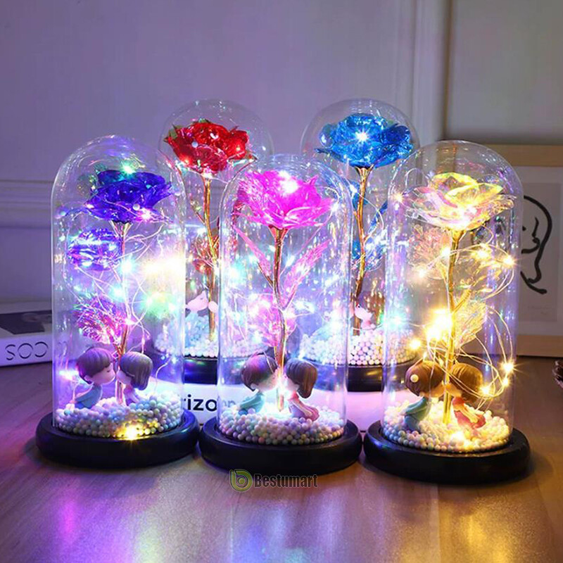 Eternal Forever Romantic Rose Flower In Glass Dome LED Light Mother’s Day Gift