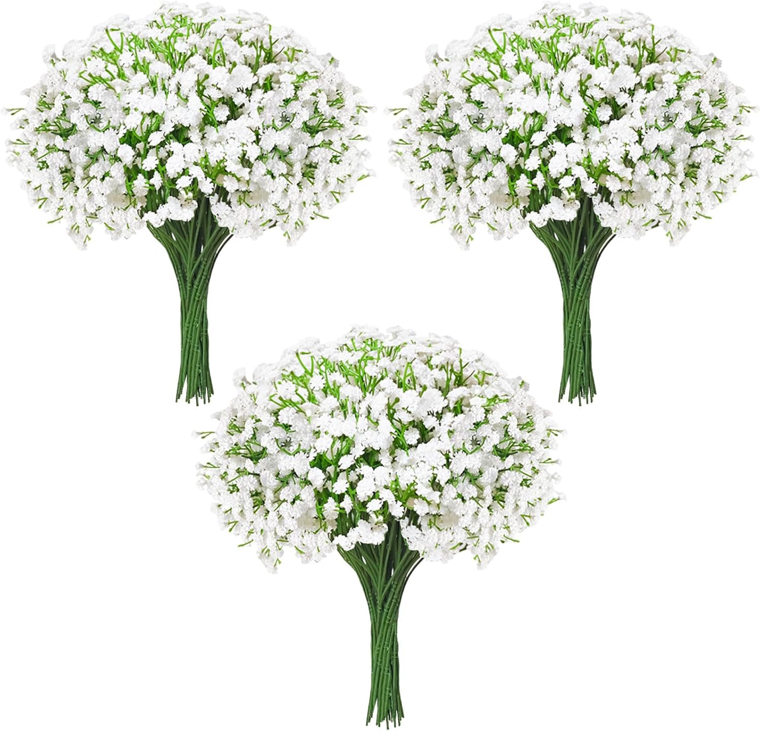 100 Pcs Real Touch Babys Breath Artificial Flowers, White Fake Flowers Baby Brea