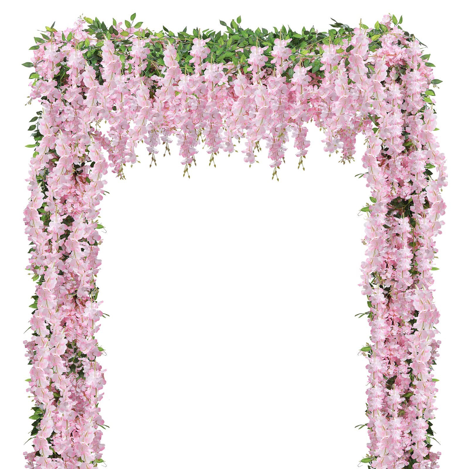U’Artlines 5Pcs 7.2 Ft/Piece Artificial Wisteria Garland Silk Fake Pink Wiste…