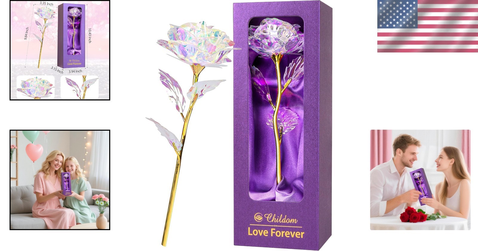 Handcrafted Rainbow Rose in Gift Box – Perfect for Valentine’s & Mother’s Day