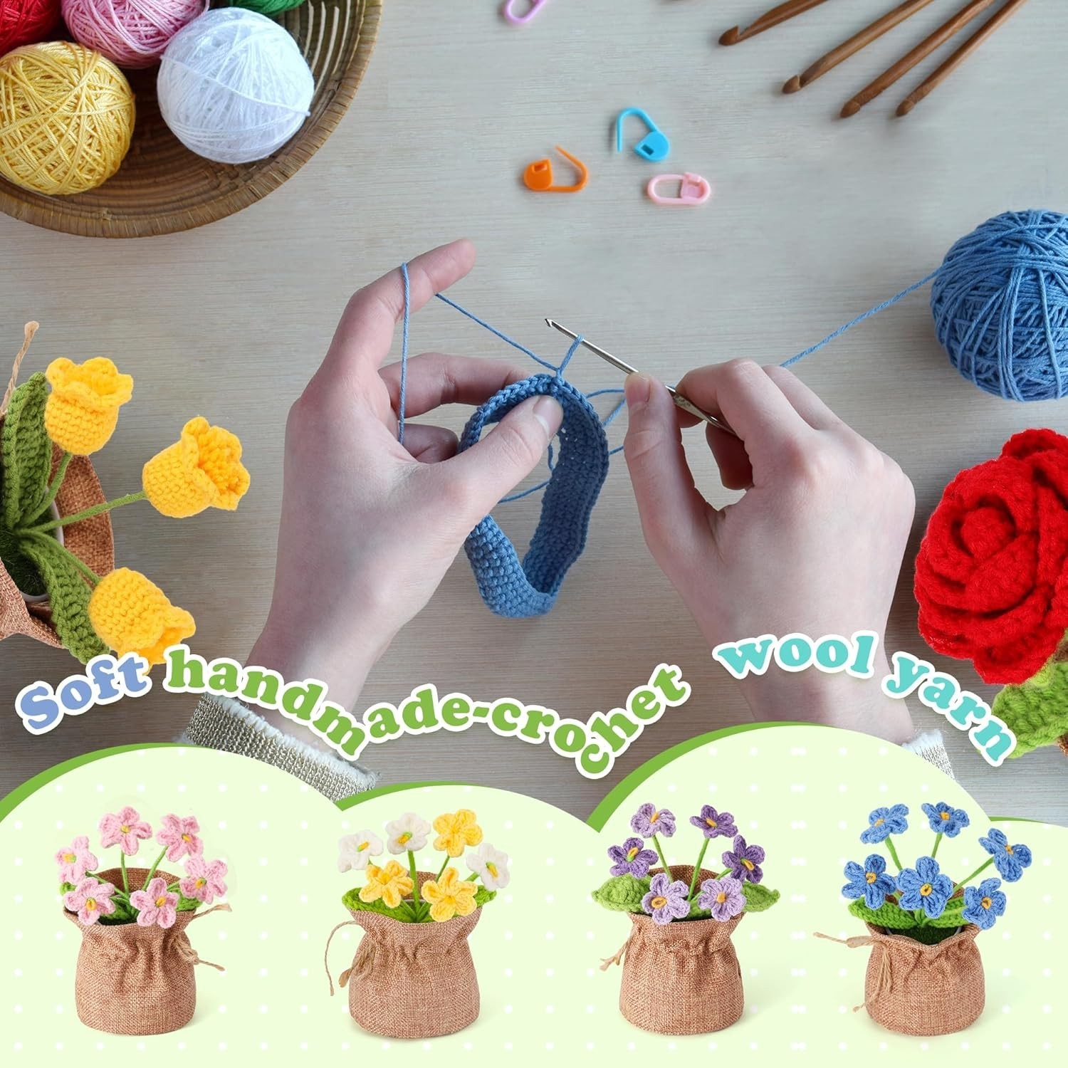Cute Handmade Crochet Flower Pot – Perfect Decoration for Parties & Celebrations