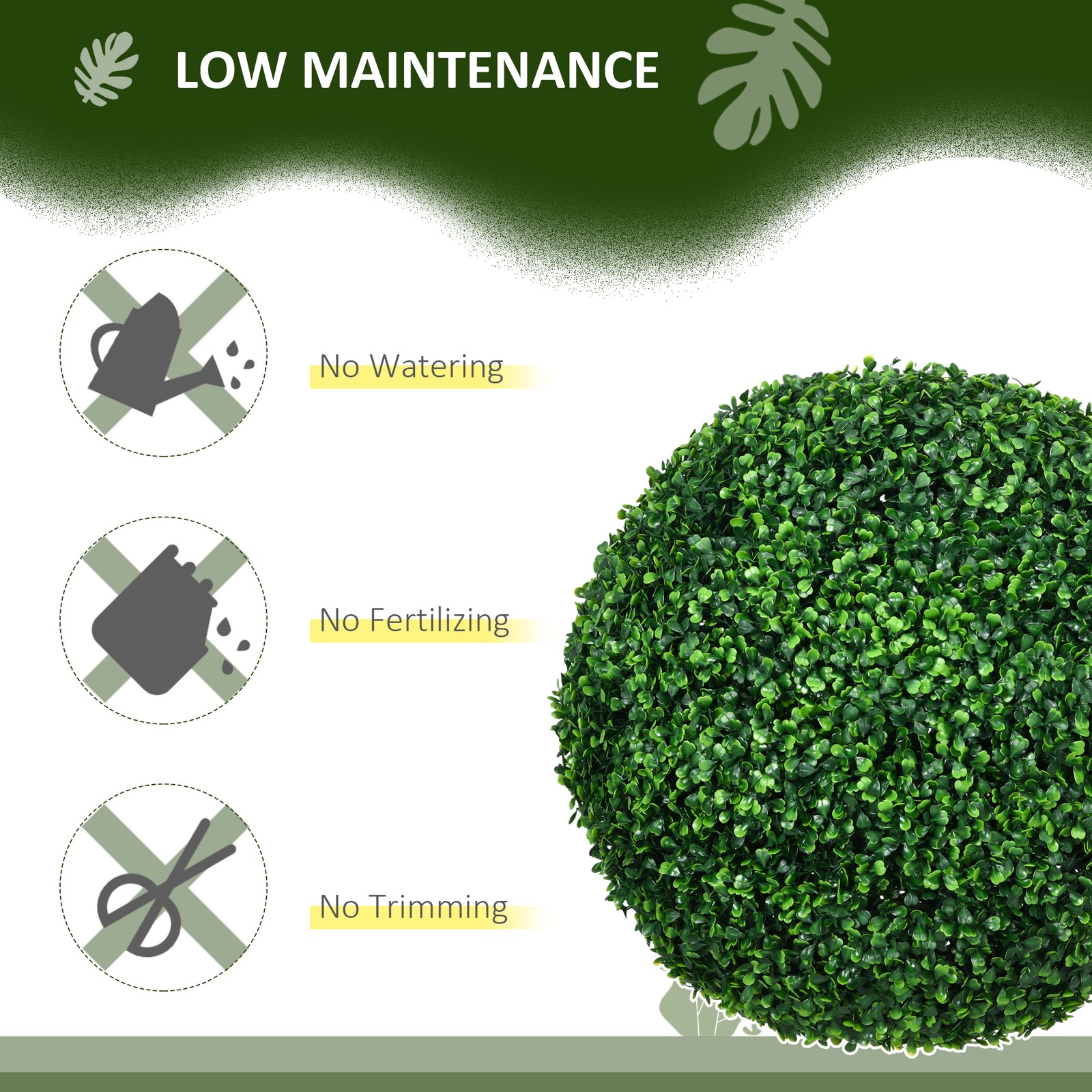 HOMCOM 2X Artificial Tree Boxwood Topiary Balls 19.75″ UV-protected 1080 Leave