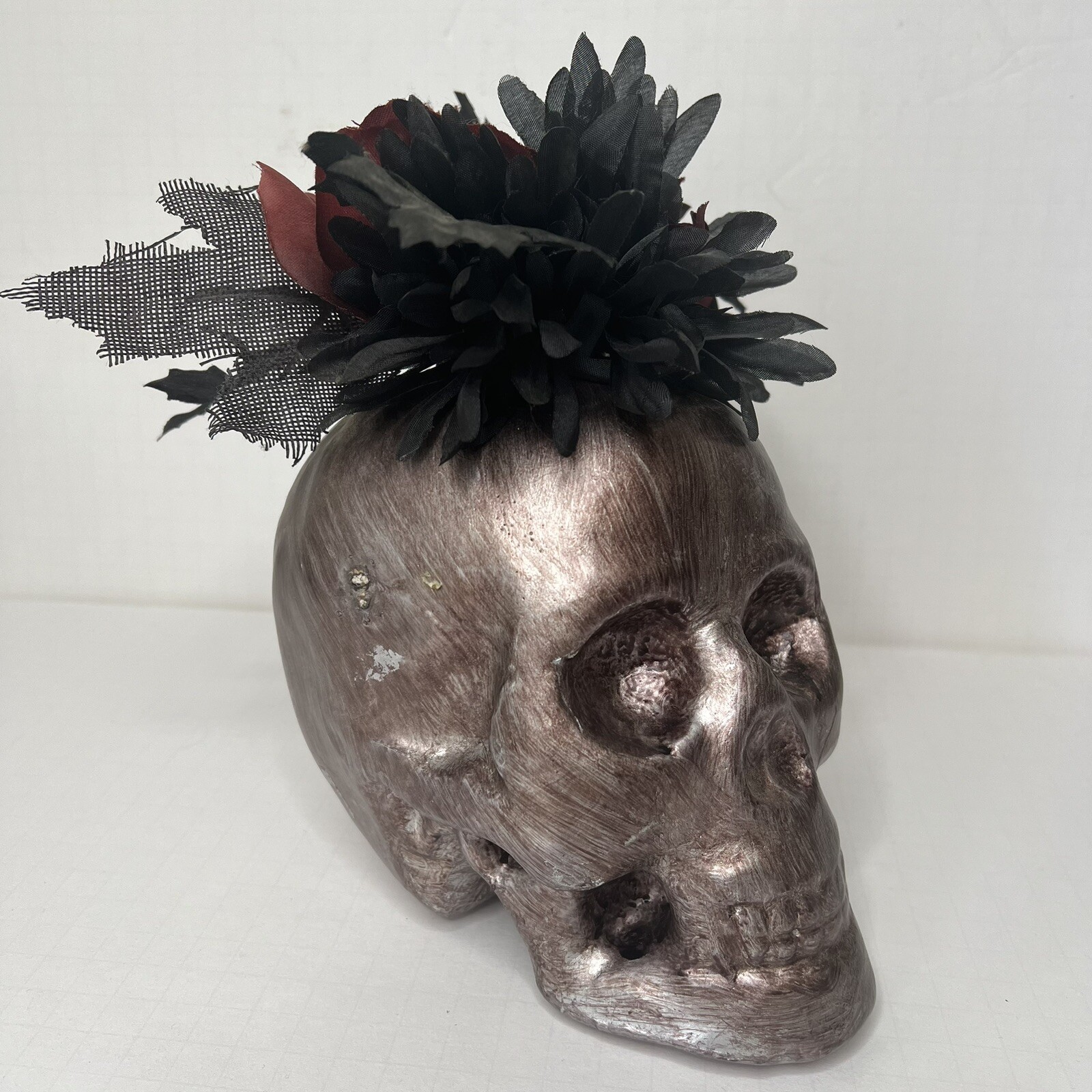 Skull Wicked Garden Halloween Decorations Goth Decor Party Flower Arrangement