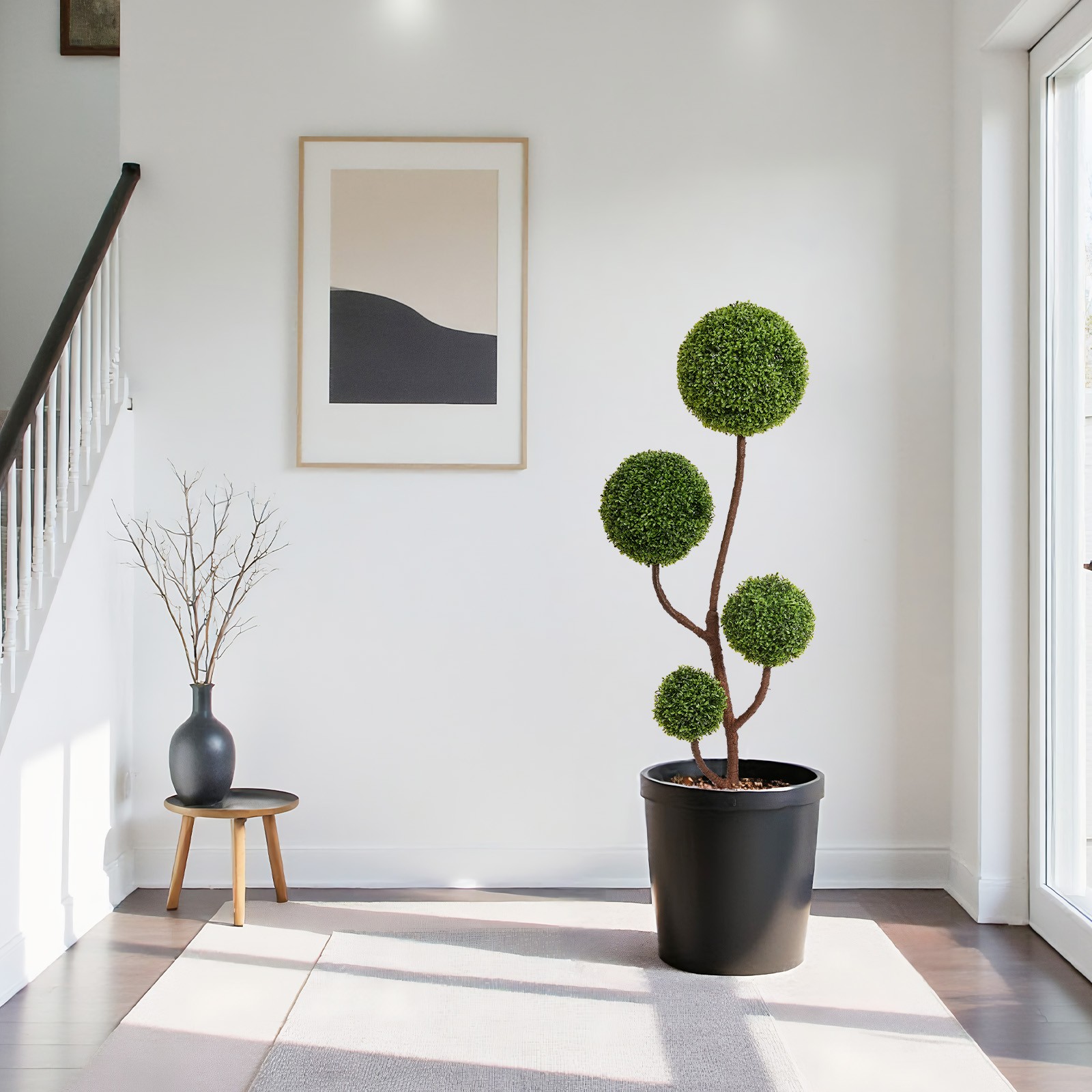 5FT Artificial Boxwood Topiary Tree, Triple Ball Faux Plant Indoor Outdoor