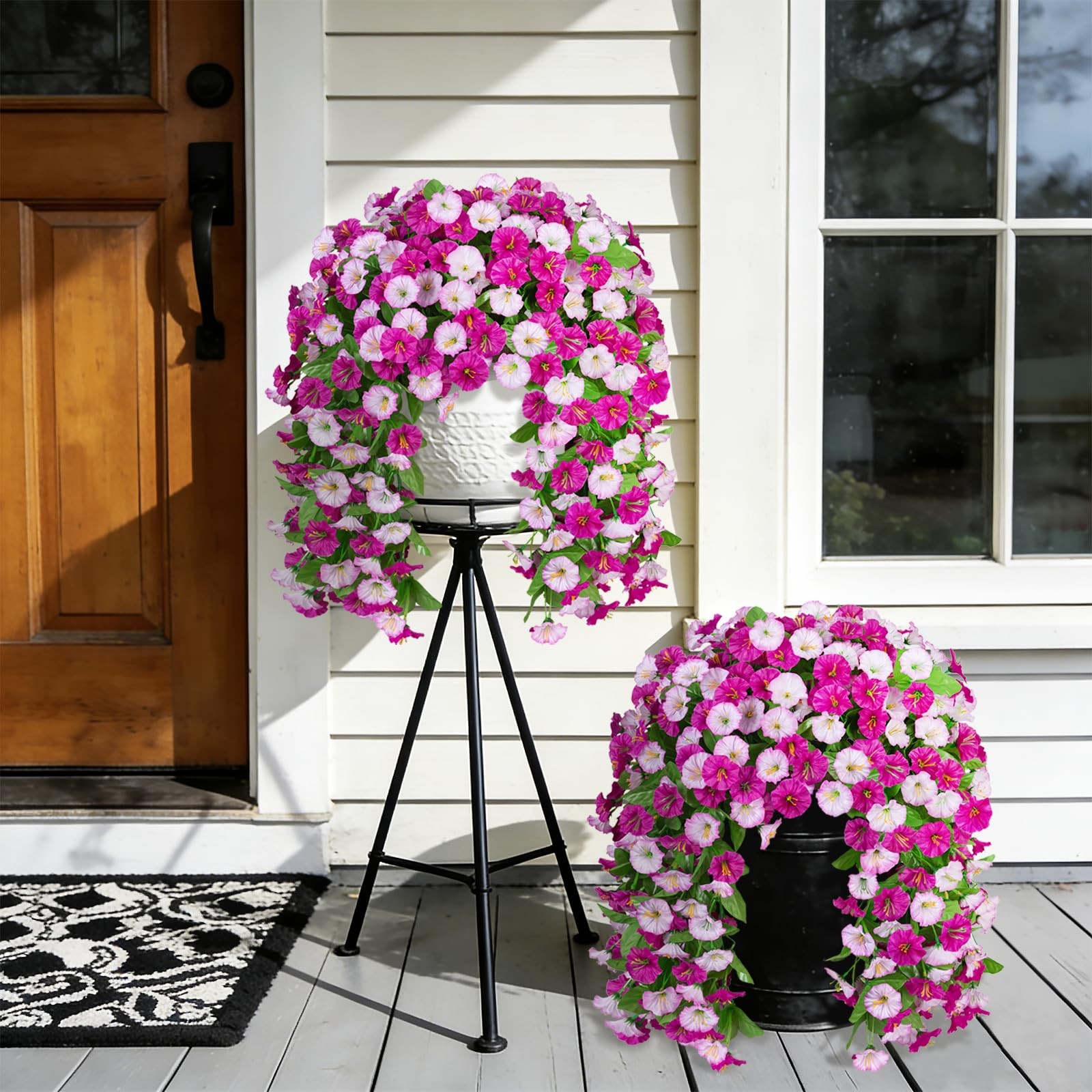 Artificial Fake Hanging Flowers Plants for Outdoor Decoration, 2PCS Faux Silk…
