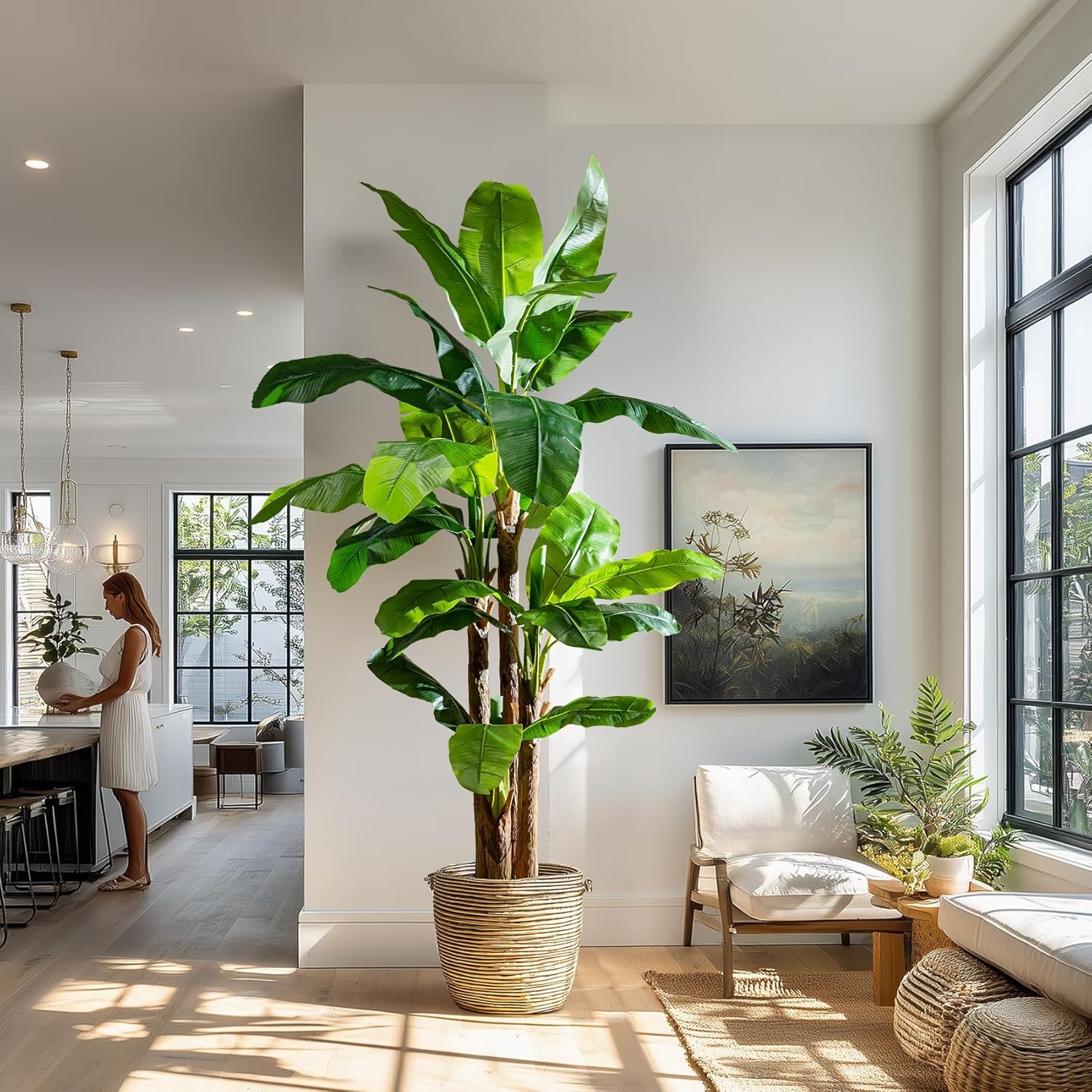 9FT Artificial Banana Tree Tall Fake Banana Leaf Plant Faux Banana Silk Tree Fau