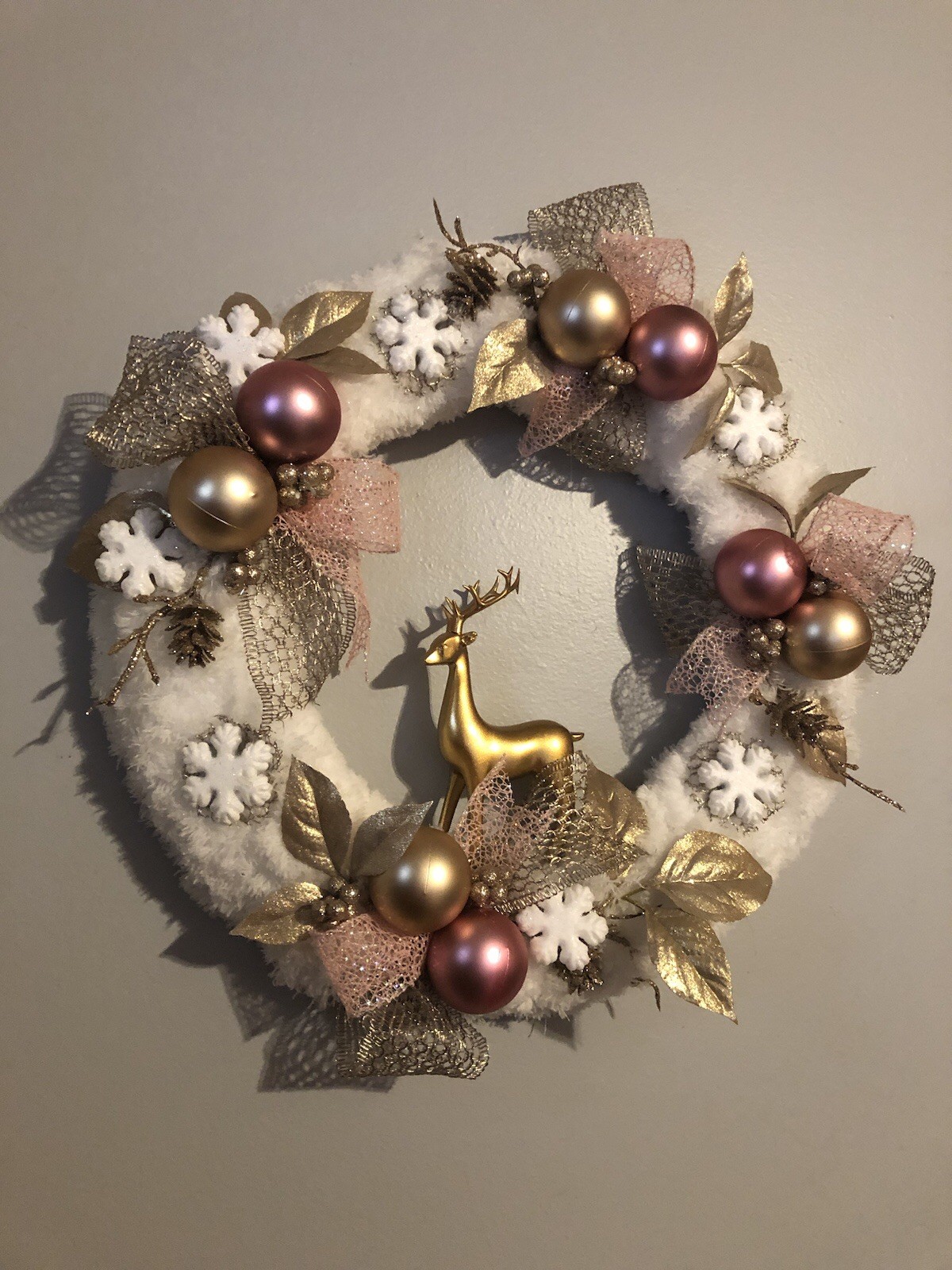 Christmas 15” Reindeer Wreath, Homemade