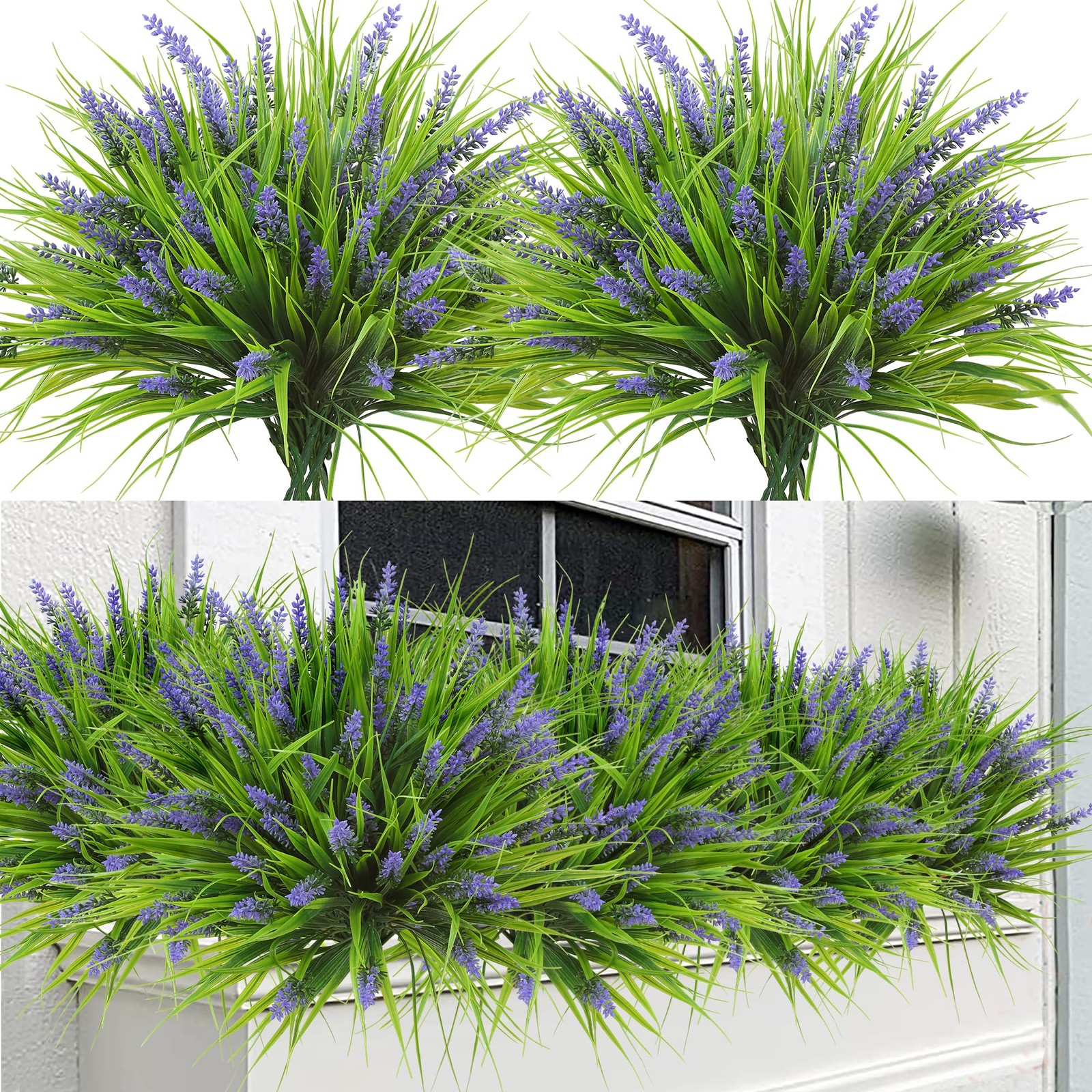 12 Bundles Artificial Plants Outdoor Faux Lavender Flowers Fake Monkey Grass …