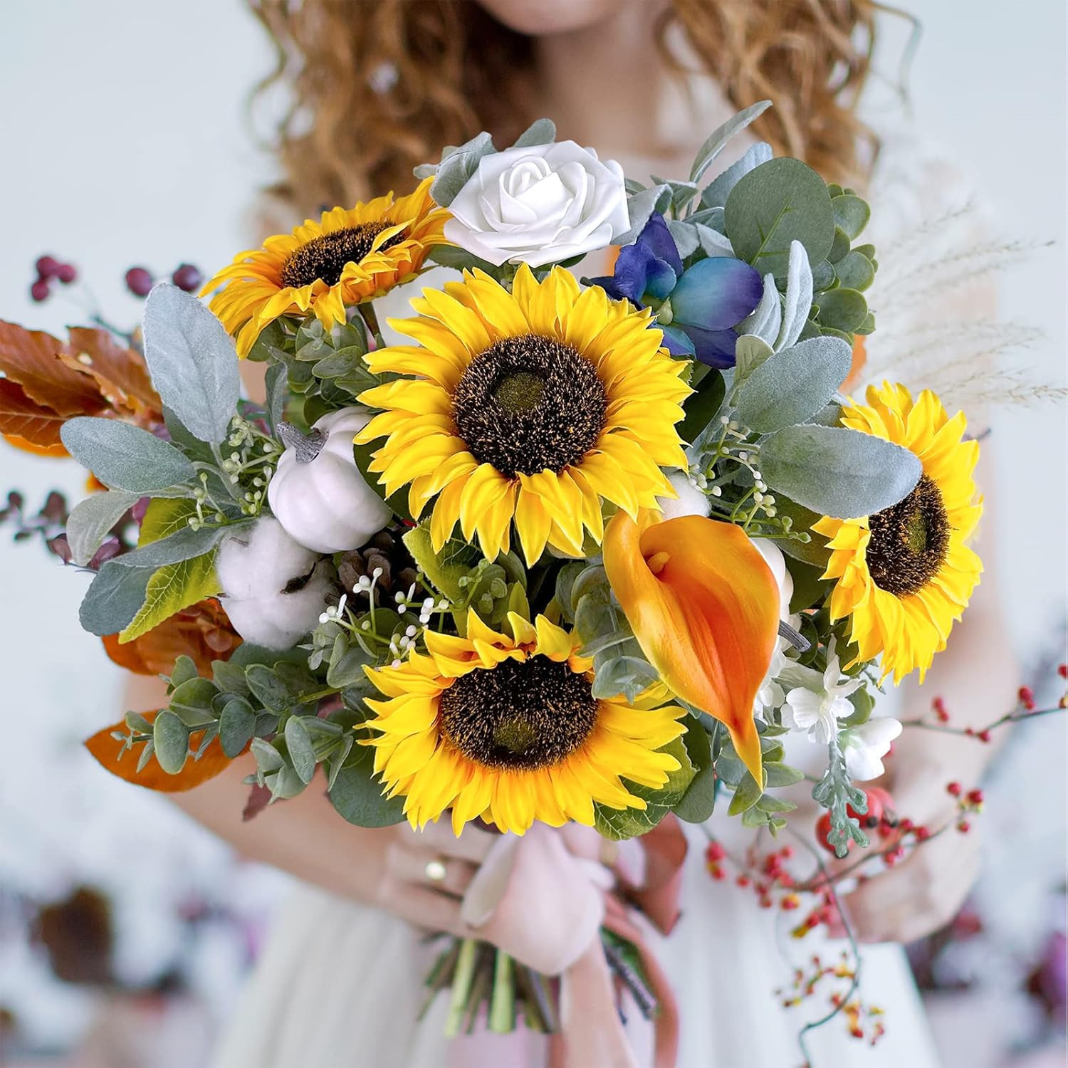 Artificial Sunflower Stems 9 Pack 19.7in Fake Flowers Wedding Home Decor Bouque