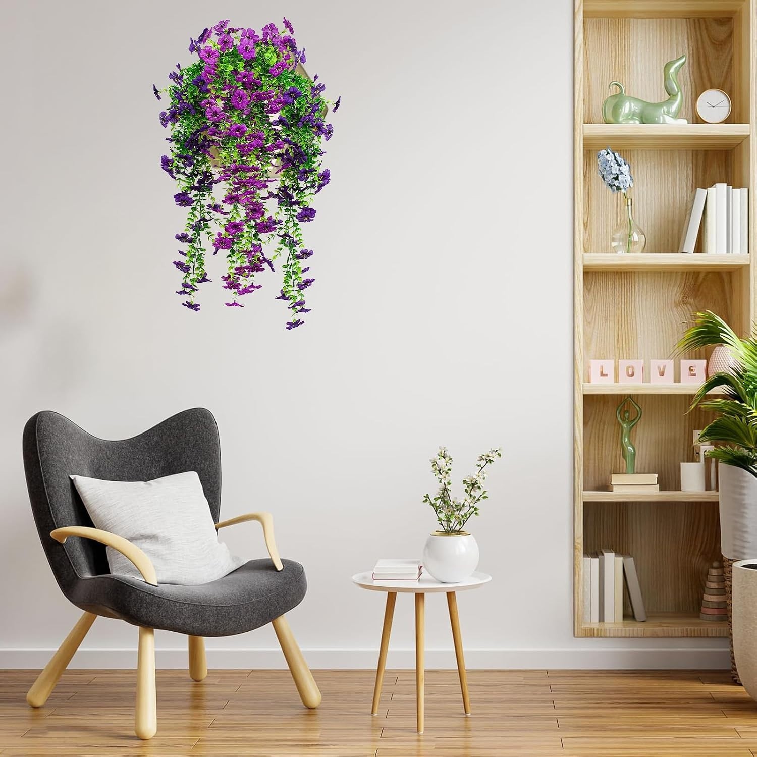 Artificial Flowers Hanging Garden Decoration 4Pcs Purple Violet