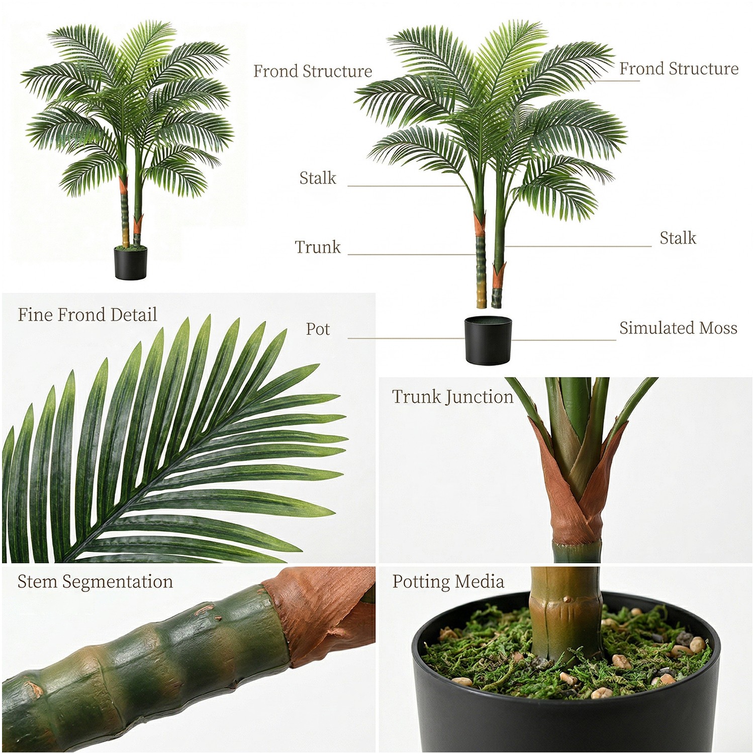 NOVAROOT 6FT Double Trunk Golden Cane Artificial Palm Tree Home Decor