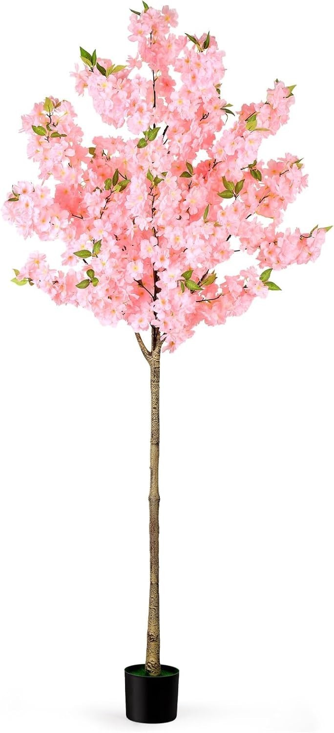 Artificial Cherry Blossom Tree Fake Plants Indoor Decor Faux Pink Sakura Flowers
