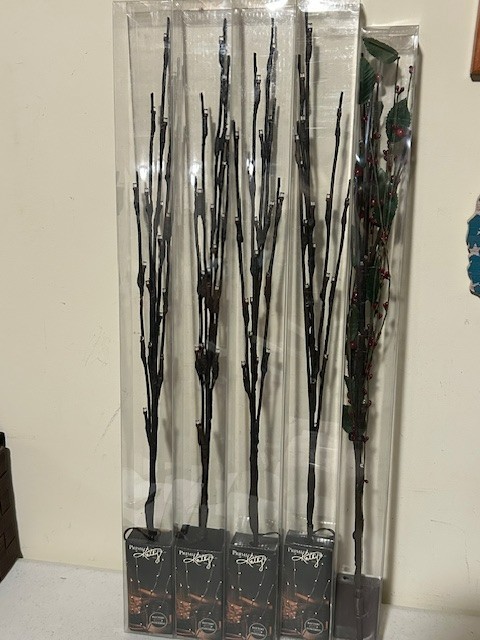 5 Lighted Branch stems with white lights – Battery Operated