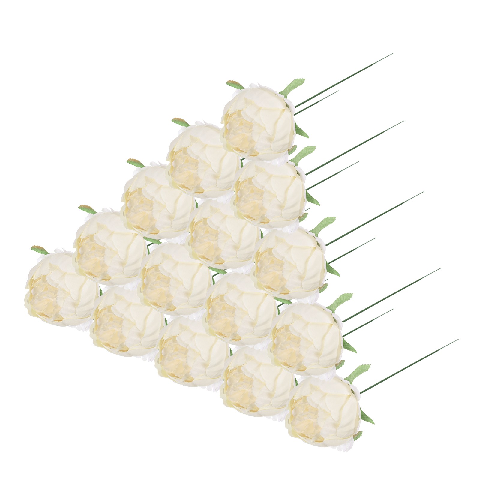 Peonies Artificial Flowers Fake Silk Heads Real Touch Faux Stems Beige,25Pcs