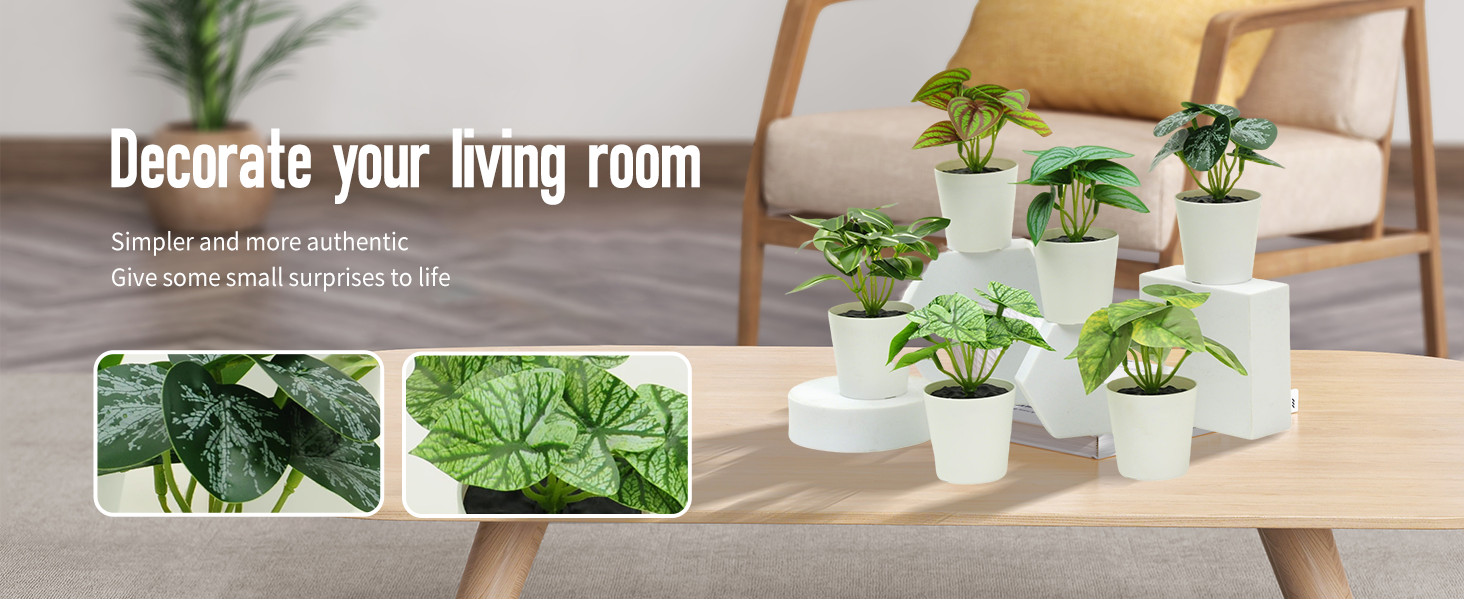 6 Pack Fake Plants for Room Decor,Mini Artificial Potted Plants for Home Office