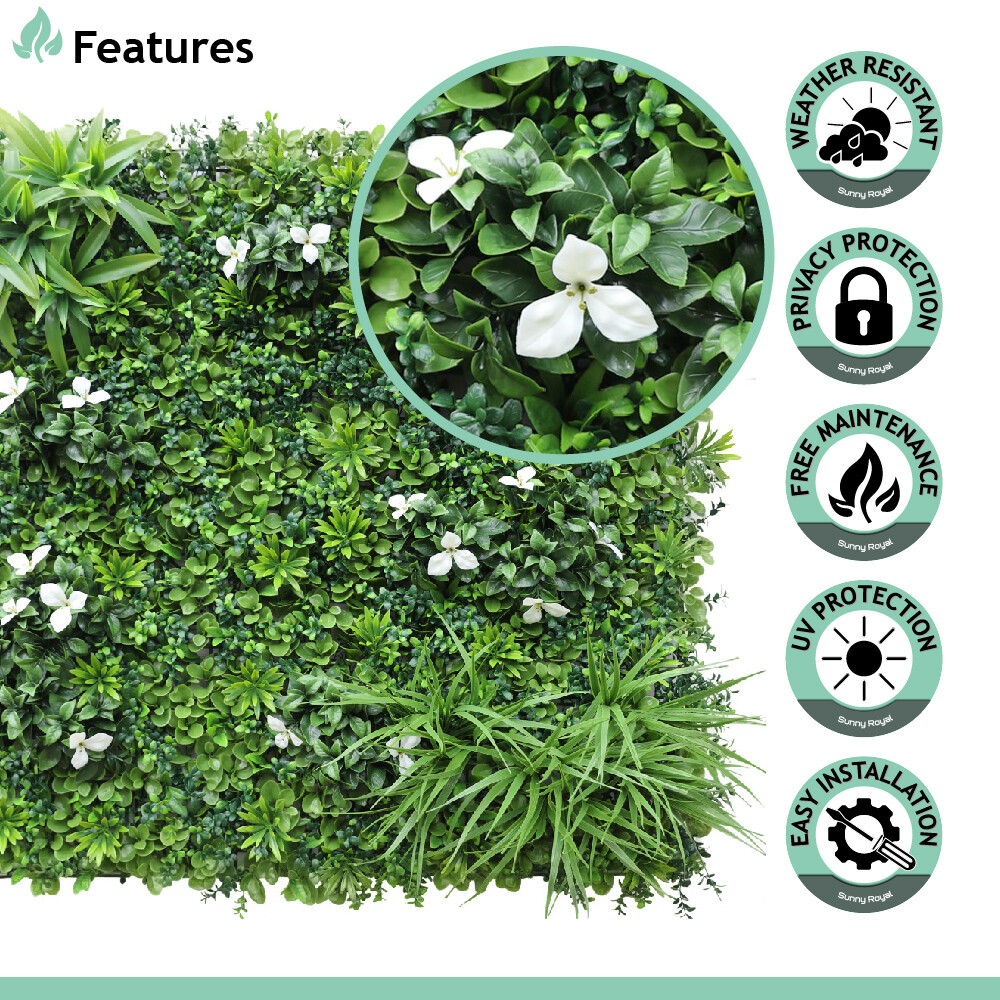 40″x 40″ Artificial 3D Faux Ivy Fence Mixed Panel Mat Wall Fence Hedge Decor #02