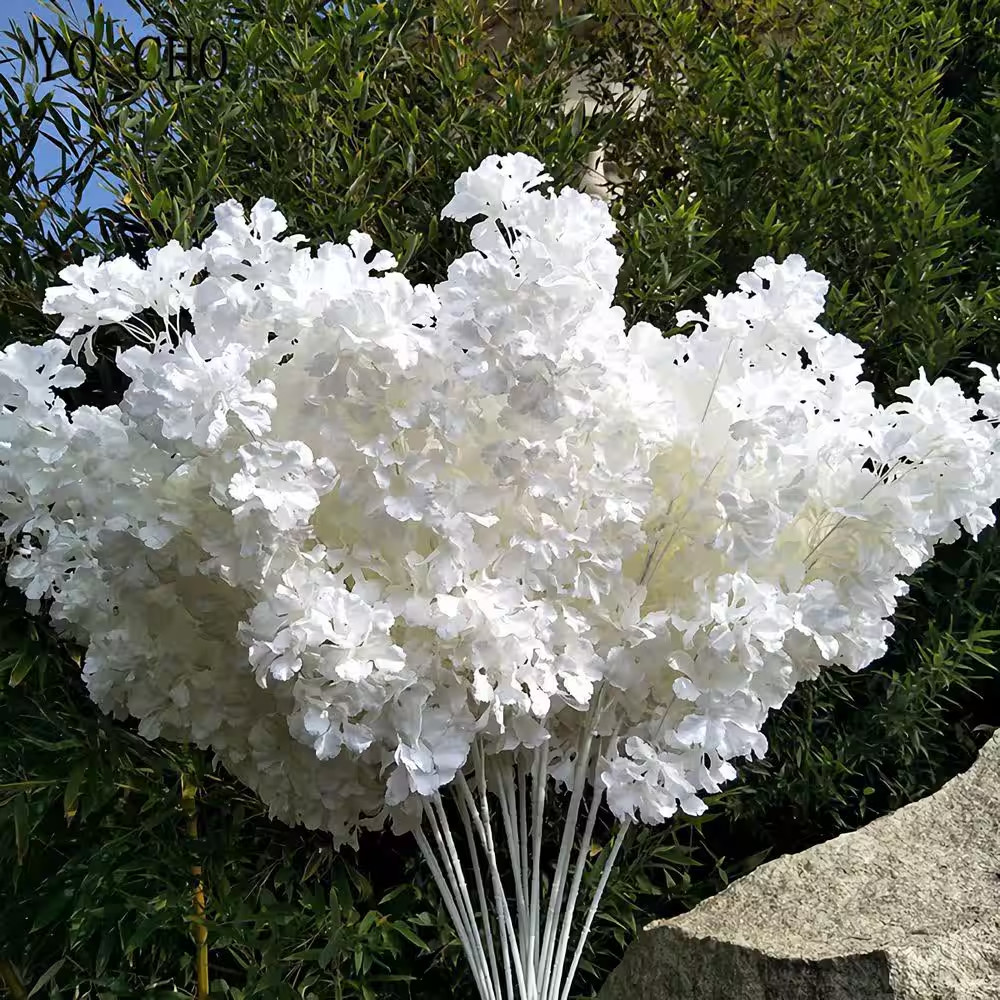 2 In. 35 In. White Artificial Cherry Blossom Branch Stem for Tall Floor Vase, Ho