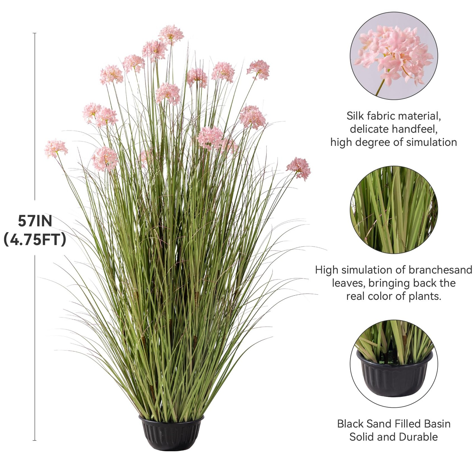 57in Lifelike Artificial Tall Grass Plant with 19 Lifelike Dandelion Flower a…