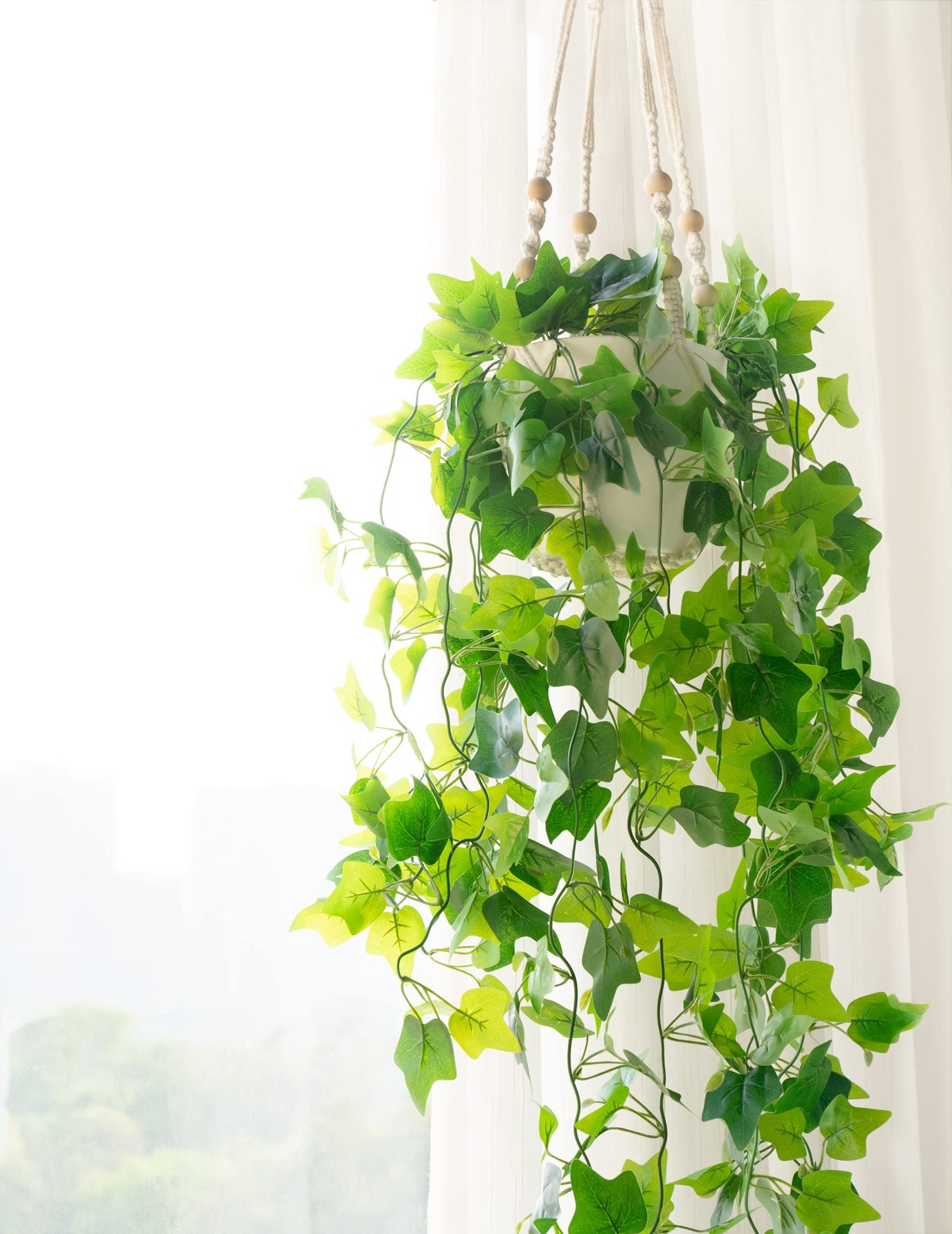 1 PCS Fake Hanging Plants Artificial Decor Macrame Hanger Vines Pots Greenery