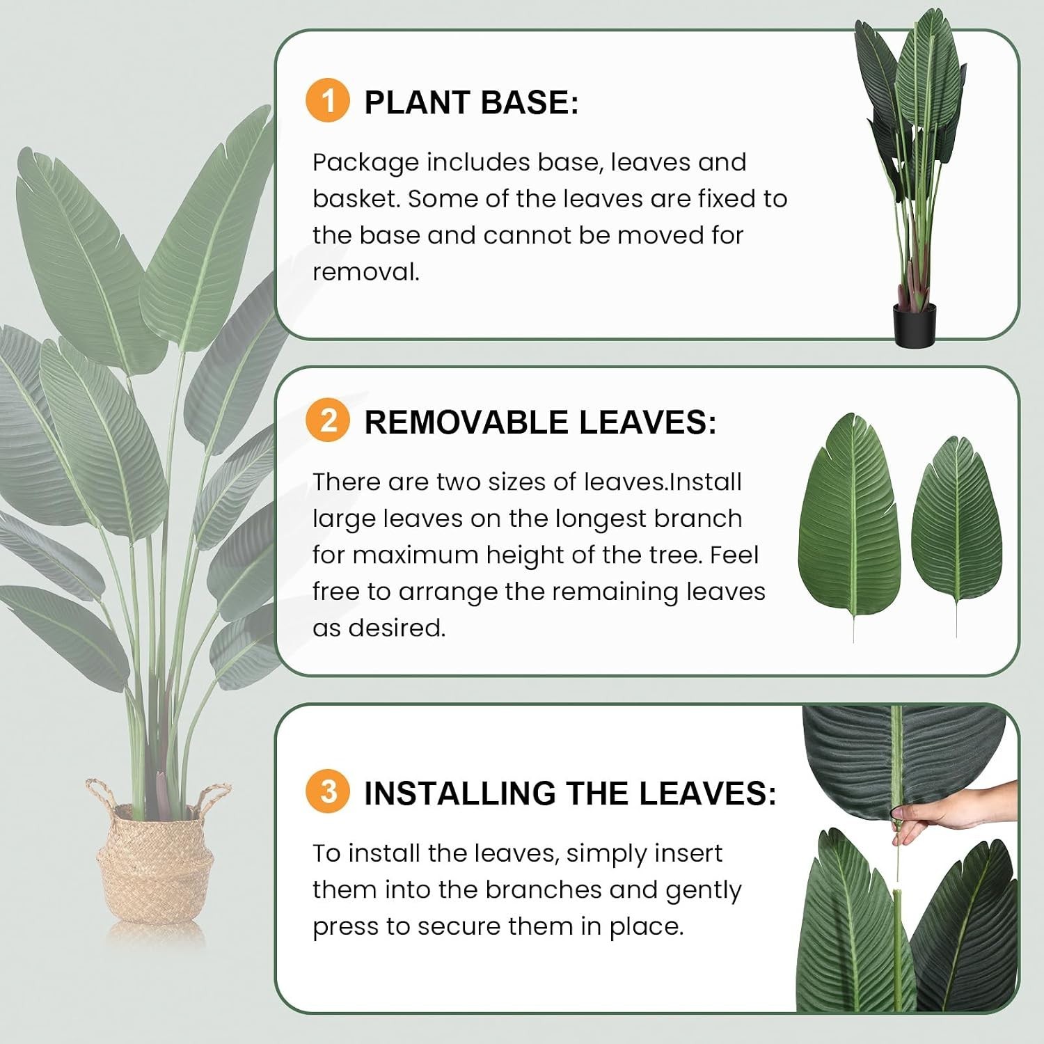 Artificial Bird of Paradise Plants in Basket