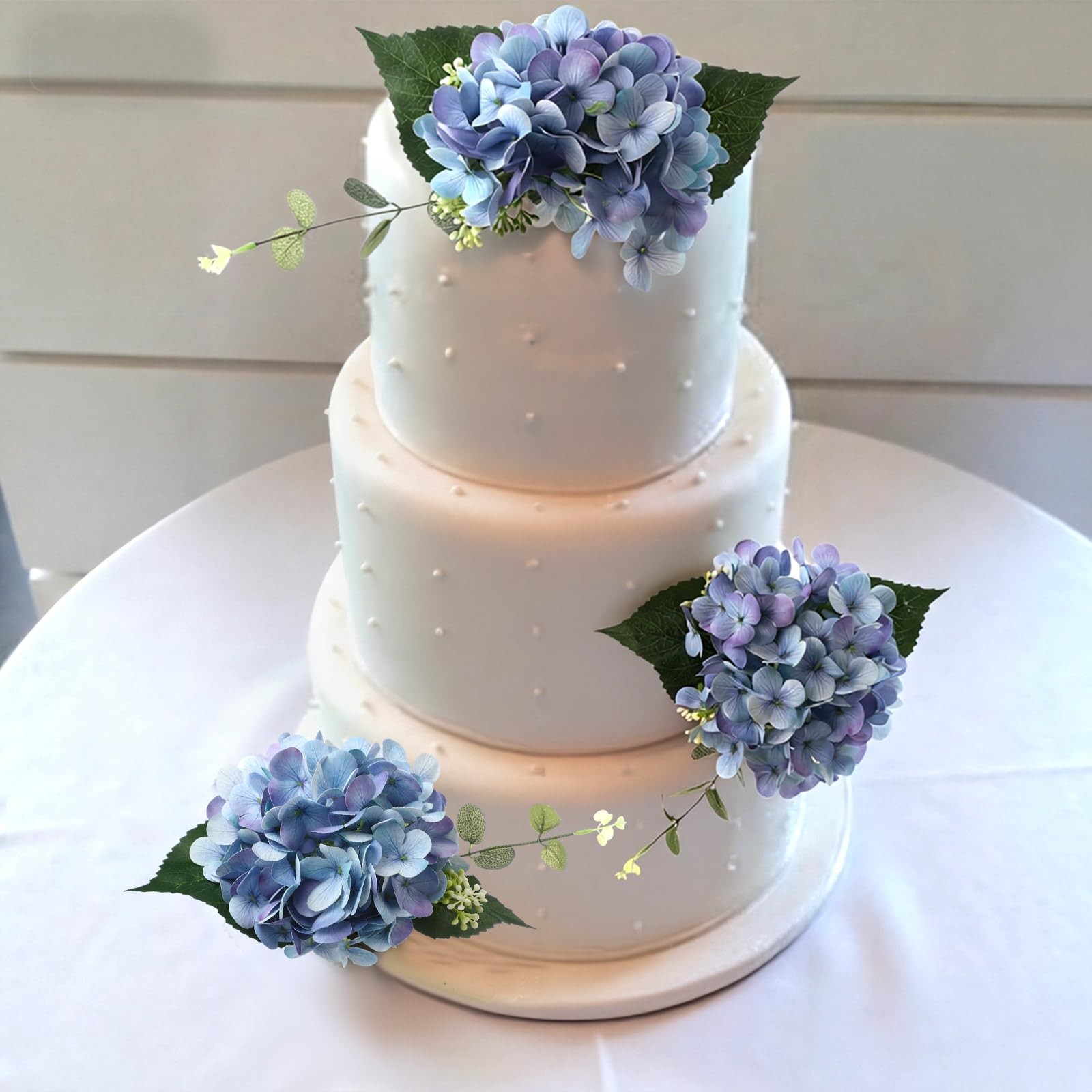 3 Pcs 7.87 Inches Pre-Made Blue Hydrangea Cake Toppers, Faux Flowers Decor fo…
