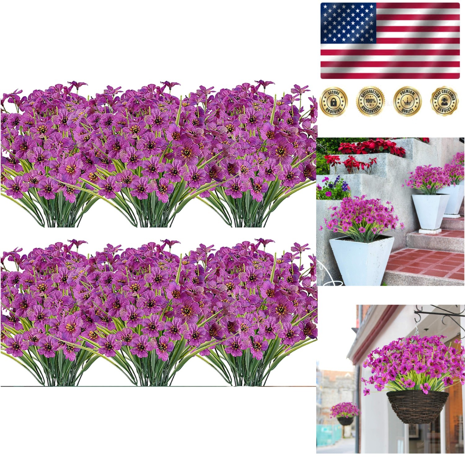 Maintenance-Free Purple Artificial Flowers – 20 Bundles for -Round Beauty