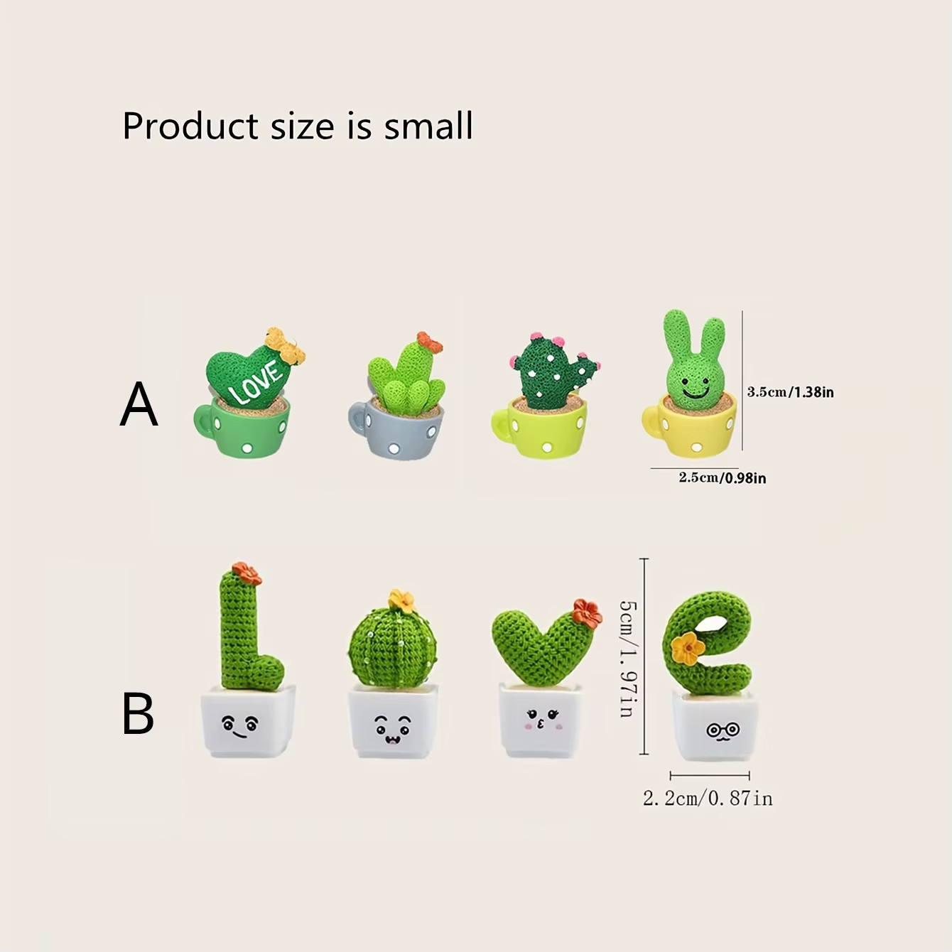 4PCS Artificial Resin Succulent Cactus Mini Plants Home Office Car Decor Set
