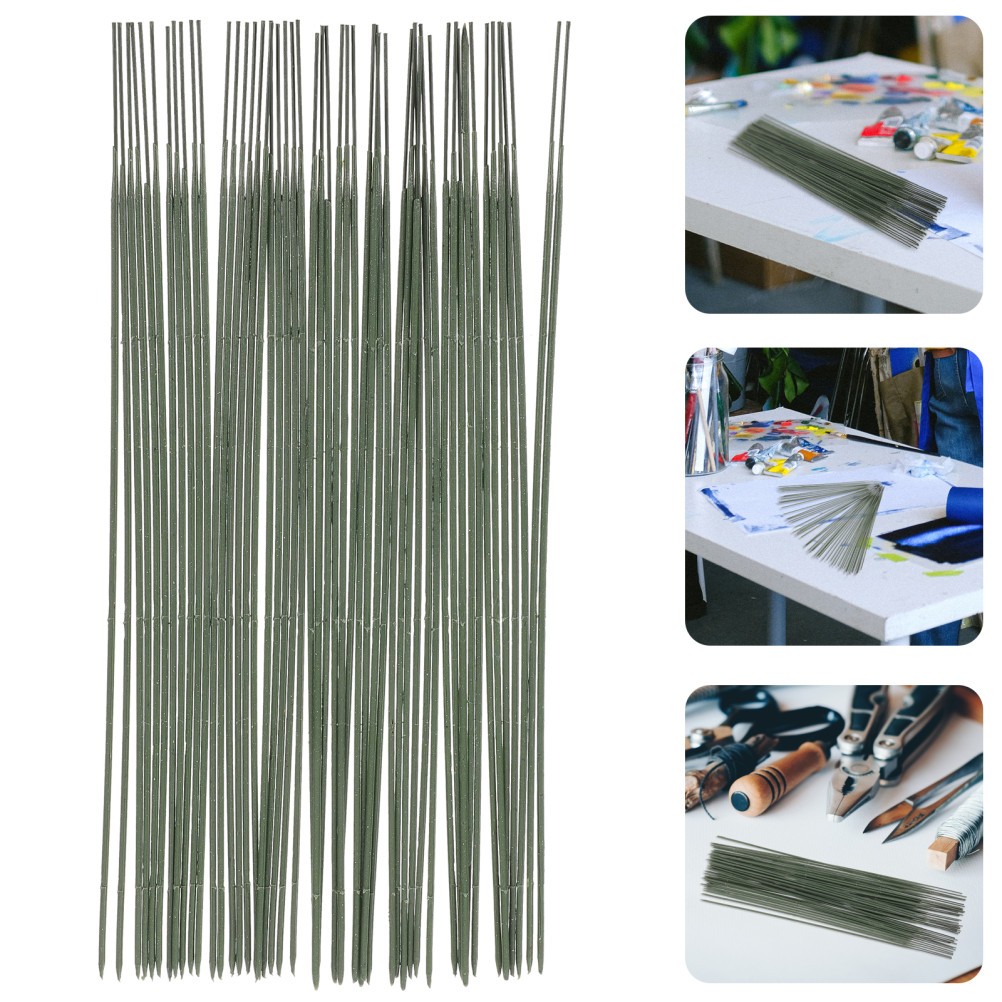 50Pcs Reusable Green Crafting Floral Wire Stems for Home and Wedding Decorations