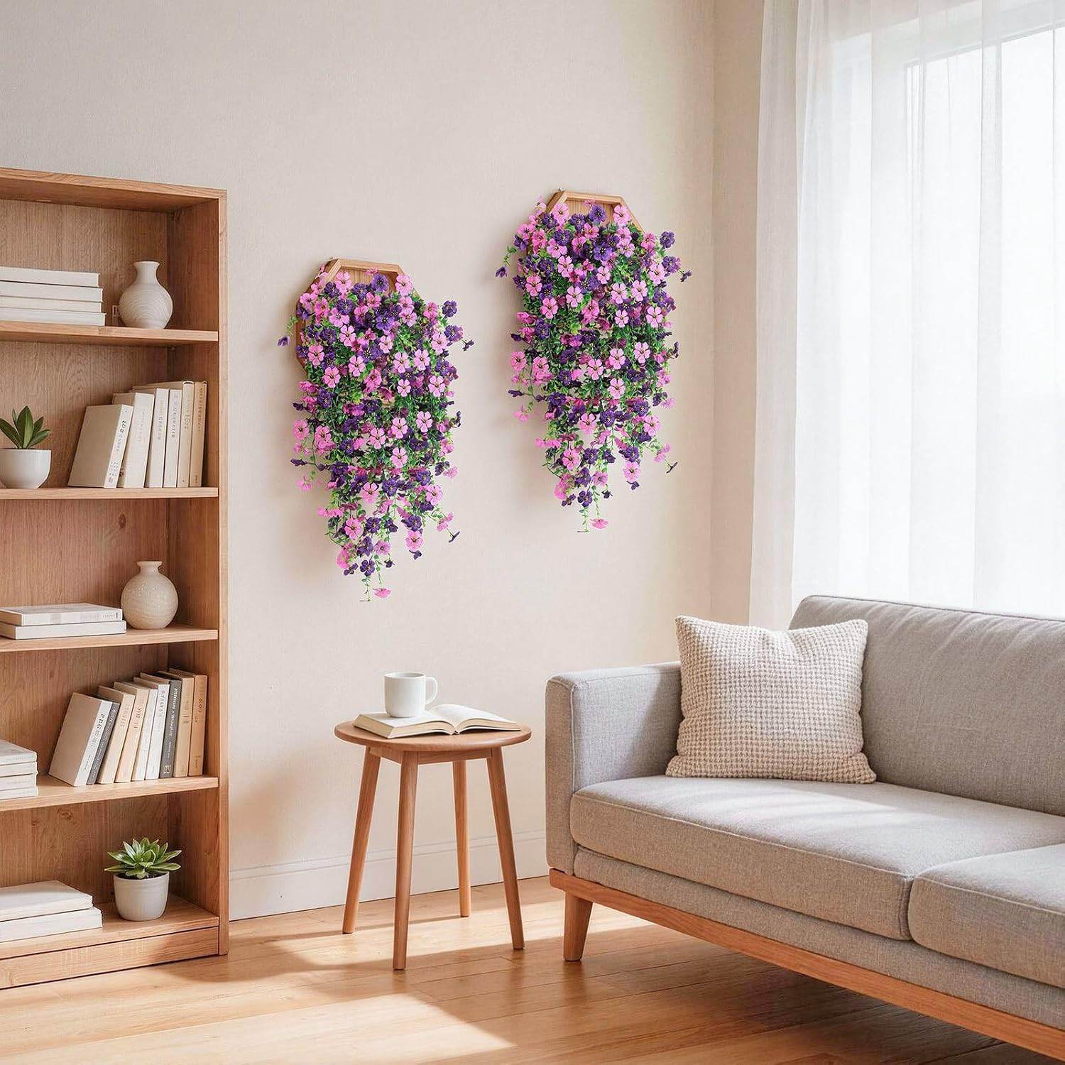 Artificial Hanging Flowers for Outdoors, 6PCS Faux Silk Artificial Flowers for O
