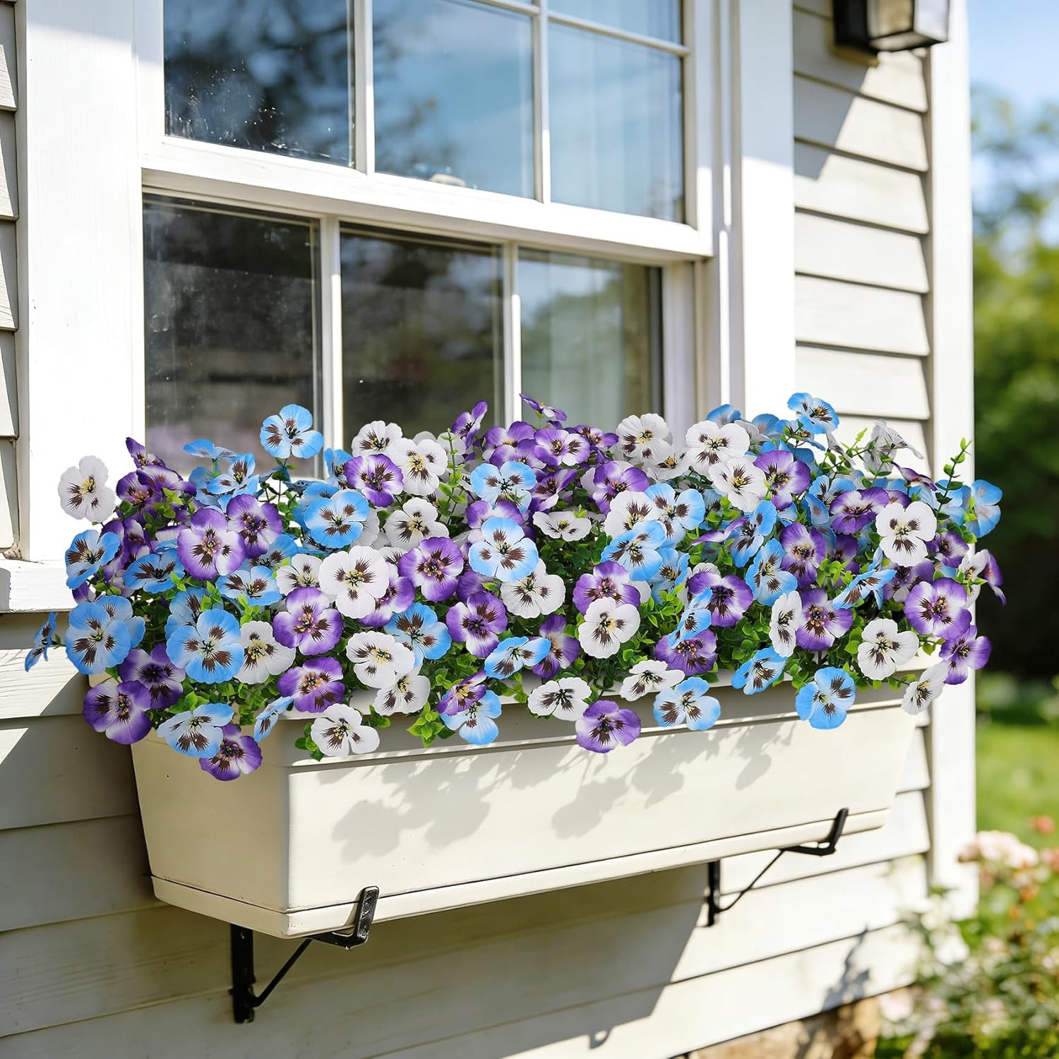 20 Bundles Artificial Pansy Flowers for Outdoors Fake Silk Flowers
