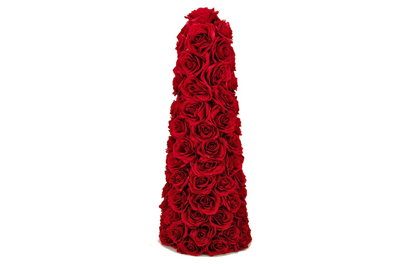 Valentine’s Day Red Rosebud Centerpiece Cone Tree Artificial Roses 14in Decor