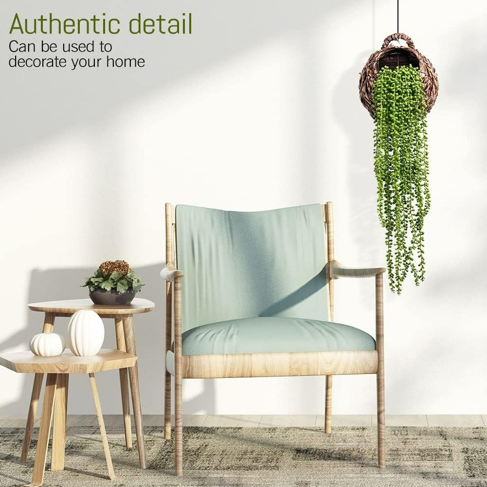 6 Pcs UV Resistant Artificial Hanging Succulents – String of Pearls Greenery