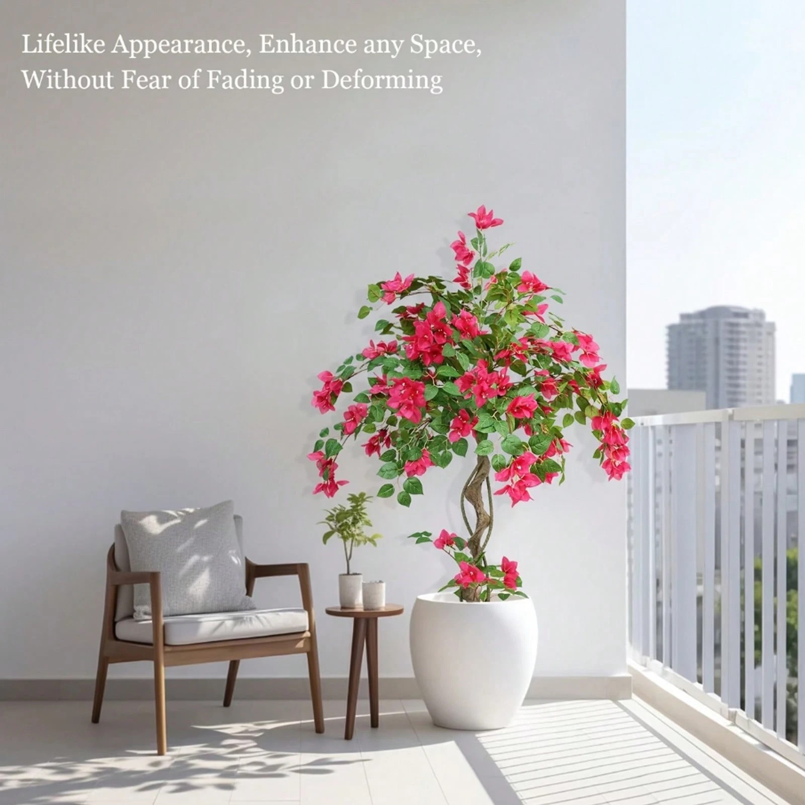 Artificial Bougainvillea Tree Pink Flowers Faux Plant 3 4 5 FT Indoor Outdoor