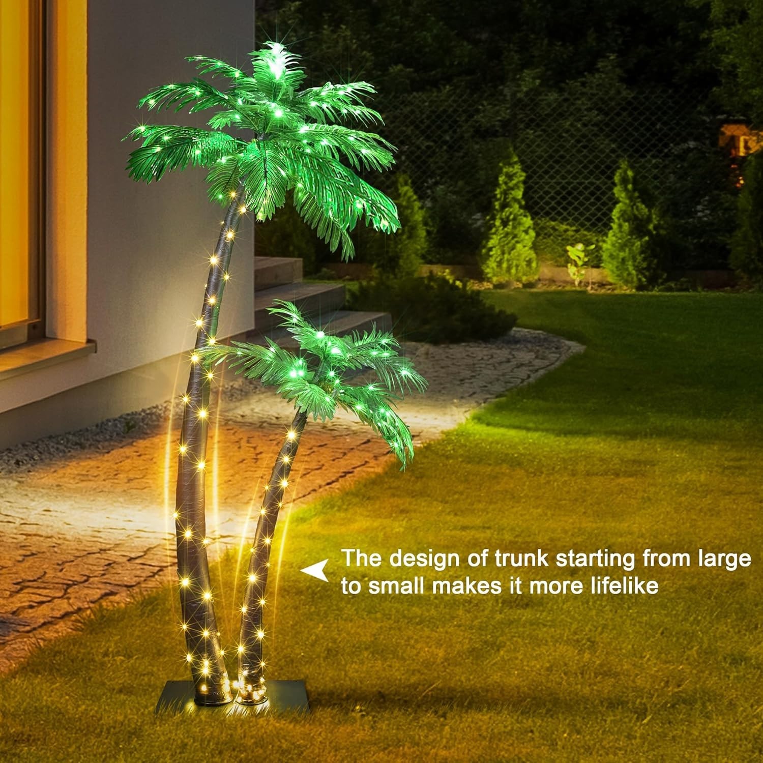 Gorgeous 6FT Solar Palm Tree, 184LED Warm White, Tropical Patio Decor, Stable…