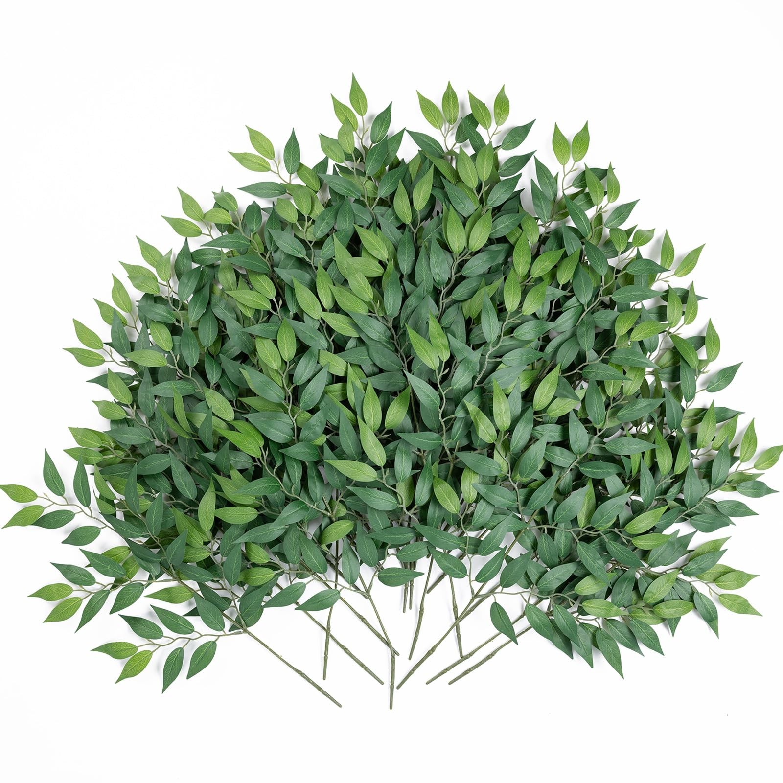24pcs Italian Ruscus Artificial Greenery Stems Silk Green Leaves 20in Fake Sp…
