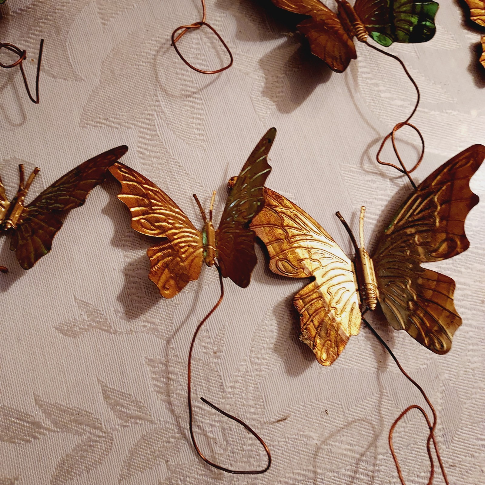 Vintage Gold Brass Color Metal Butterfly Wired Tie Ons Floral Decor Qty of 12