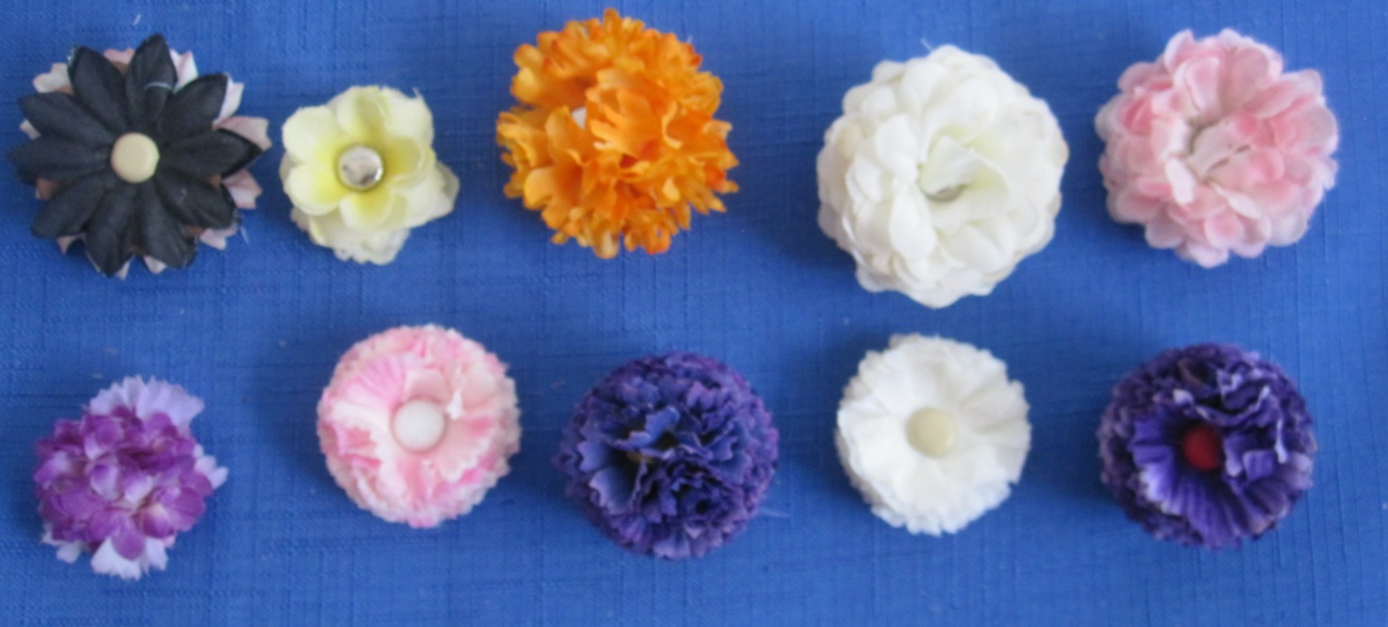 #5 Lot-50 Small/Medium Layers Used Silk Flower Petals 1-3″ Brads Multiple Colors