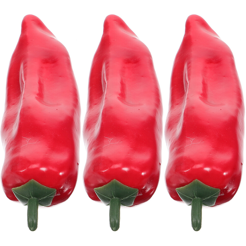3PCS Red Lifelike Artificial Peppers Simulation Chili