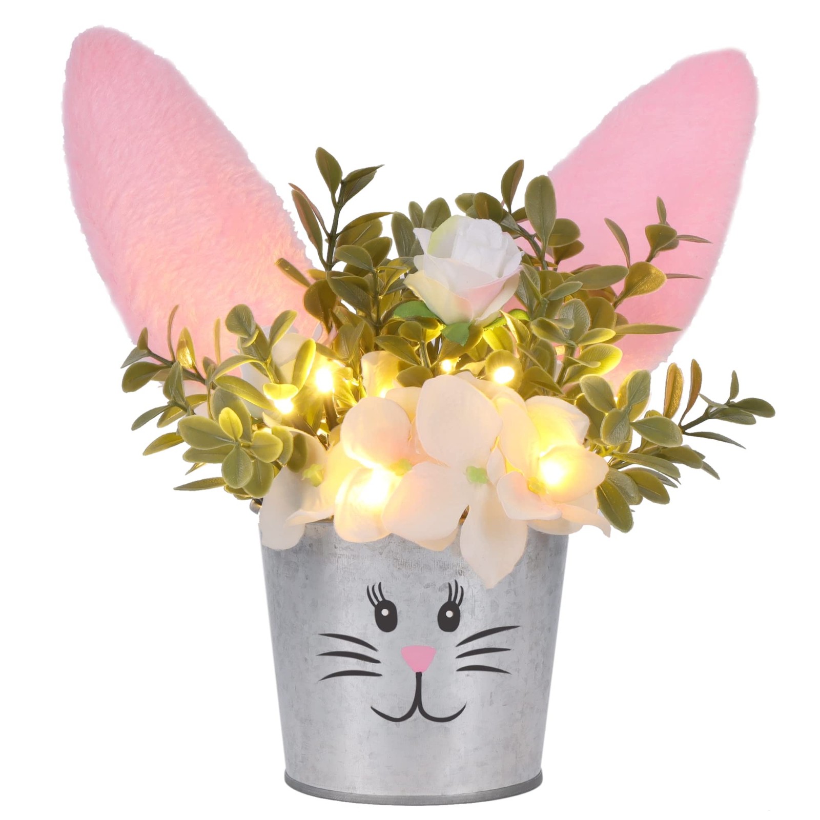 Lighted Easter Table Decorations Artificial Flower Bunny Ear Desk Decor Party