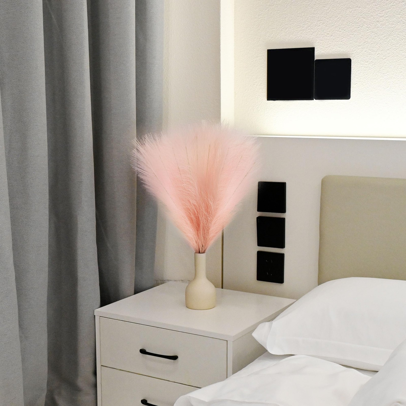 6 PCS Faux Pampas Grass Arrangement – 18″/45cm Artificial Fluffy Pompous Gras…