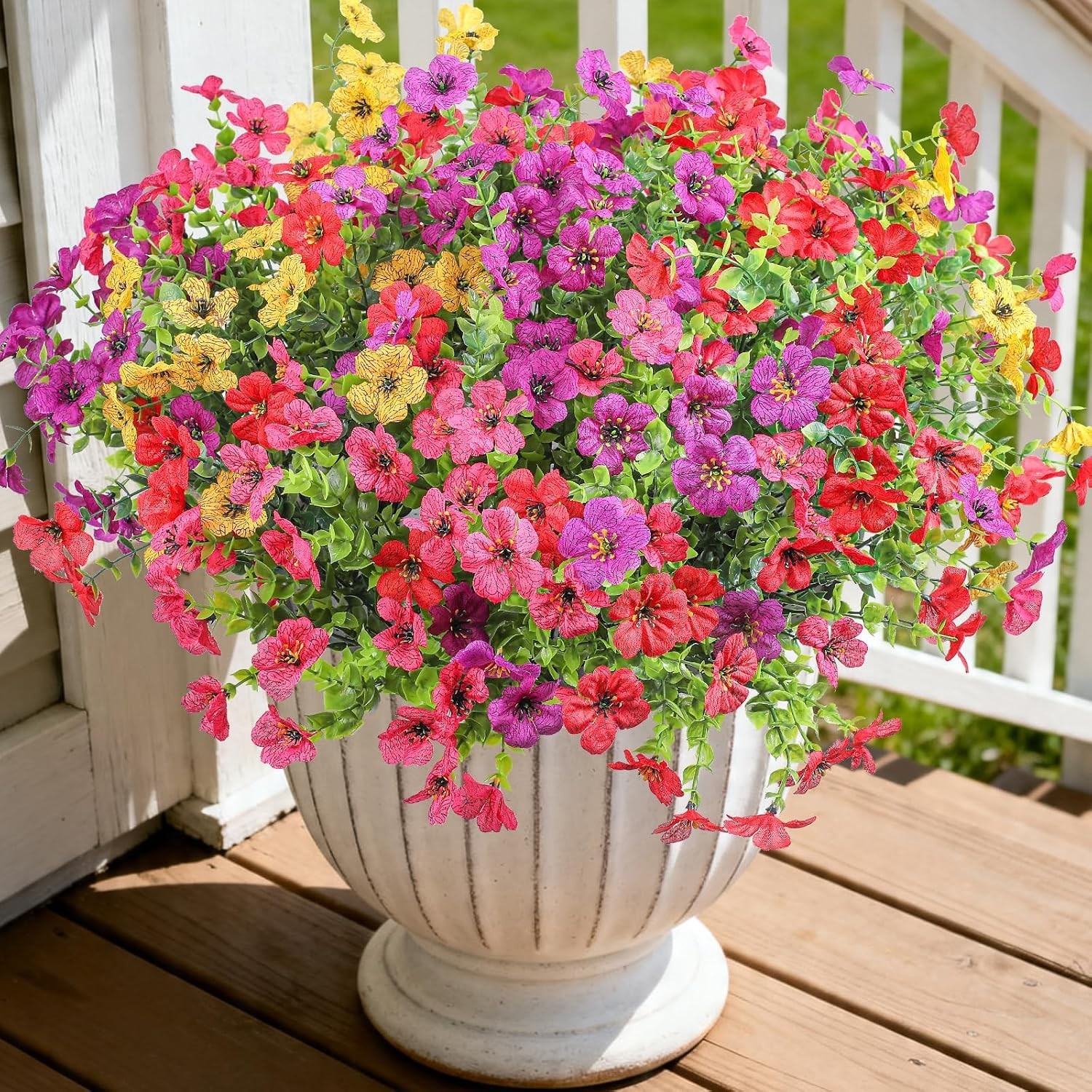 Artificial Faux Flowers Plants for Outdoors outside Spring Summer Decoration,12