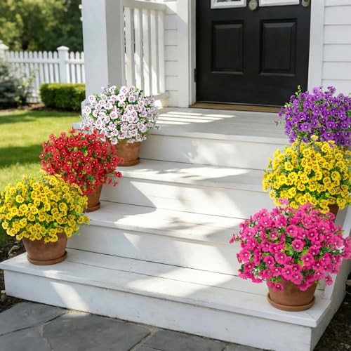 20 Bundles Artificial Flowers for Outdoors, Fake Silk Flowers with Mixed Color