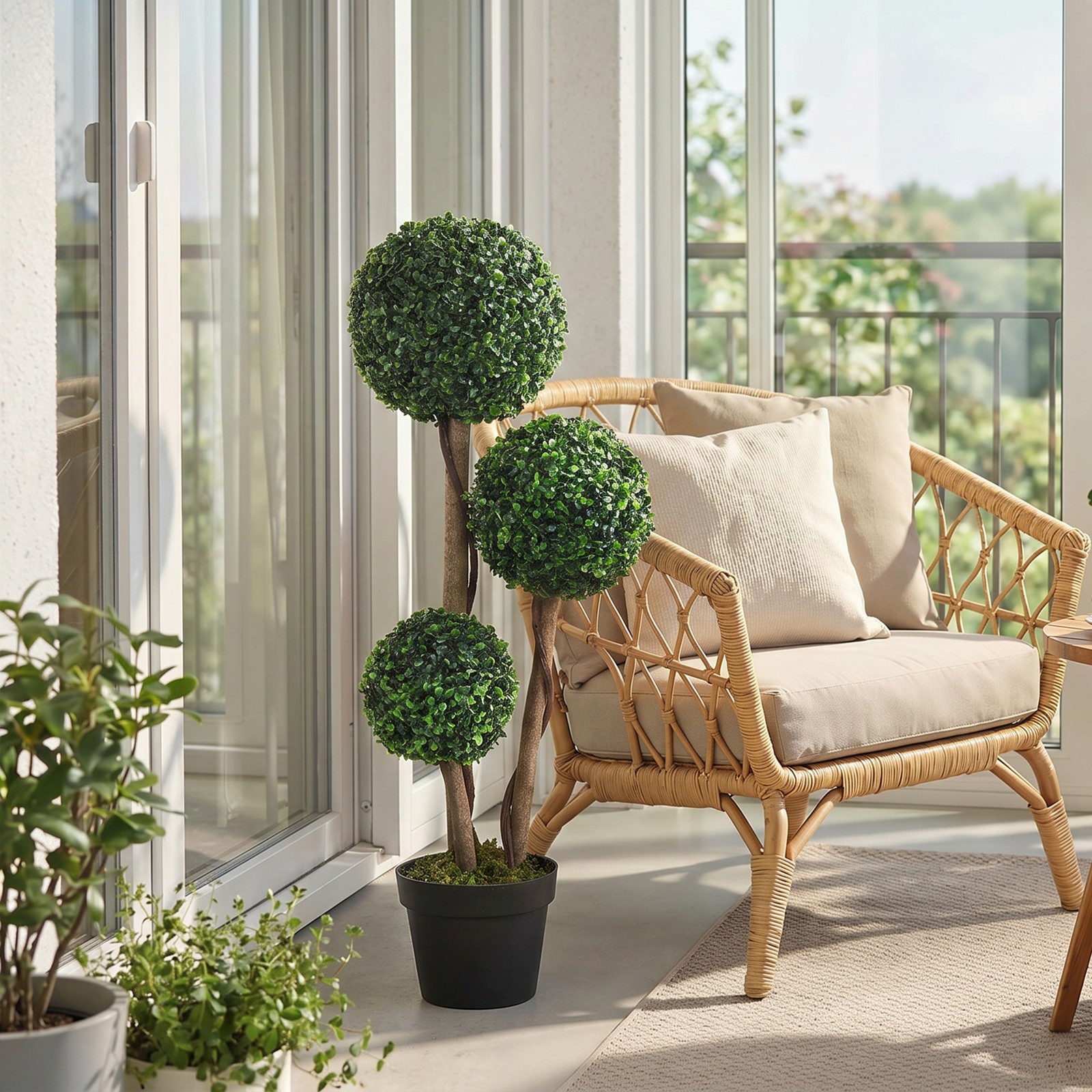HOMCOM Artificial Tree Ball Boxwood Topiary for Indoor and Outdoor, 35.5″,Used