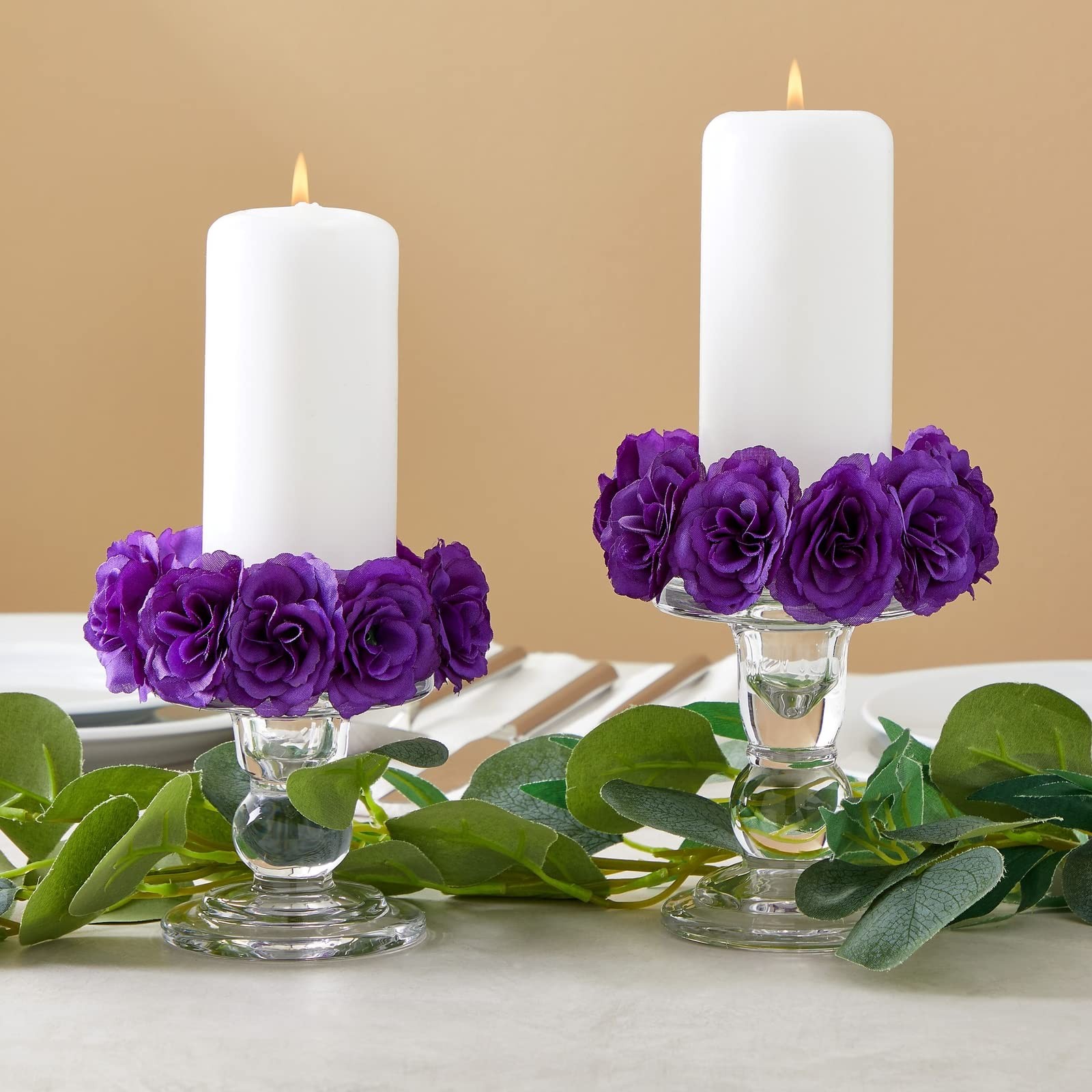 Artificial Flowers Stemless Silk Rose Heads – 2 In, 75 Pack, Purple – Wedding &