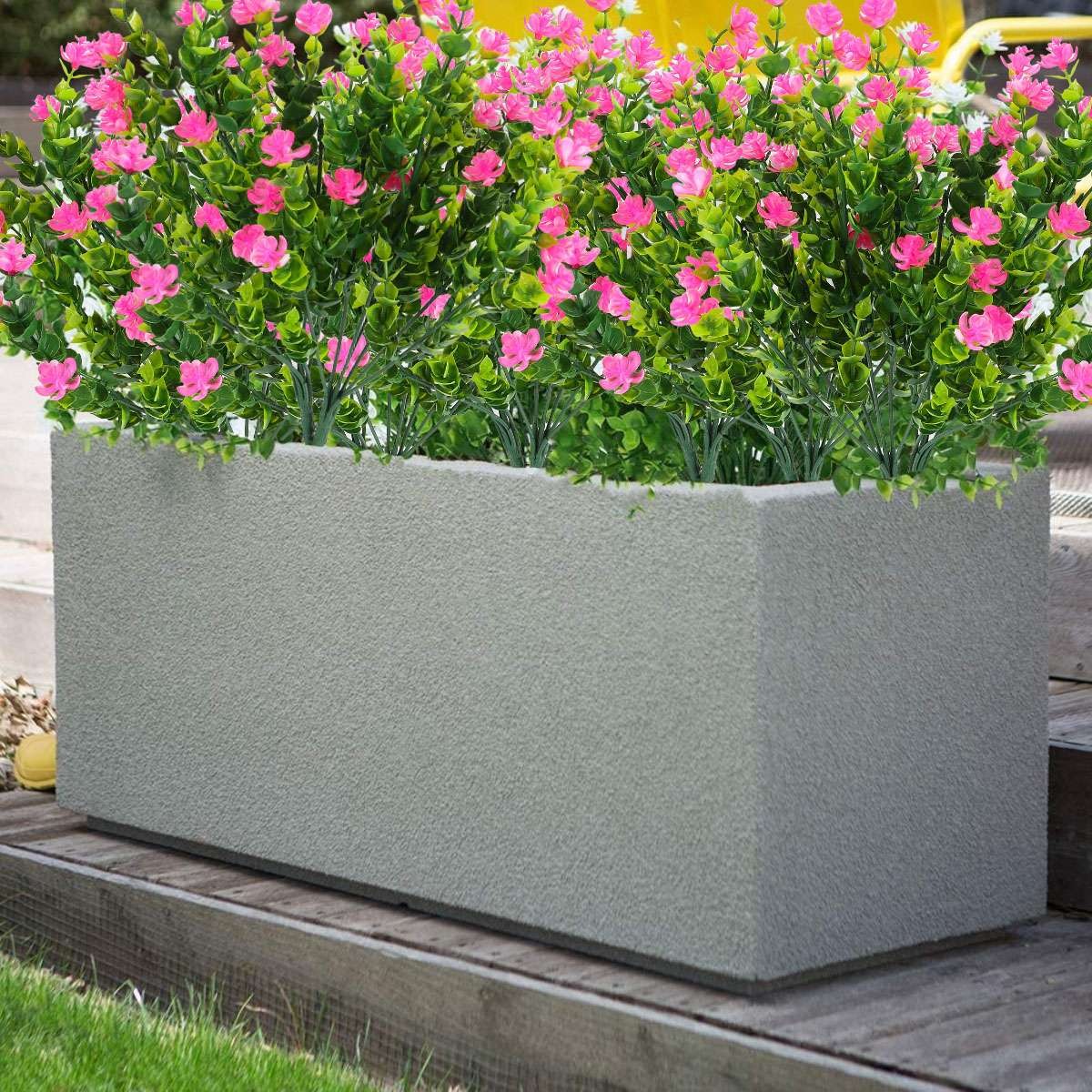 2/4/8 Bundles Artificial Flowers Outdoor UV Resistant Plastic Plant Silk Flower