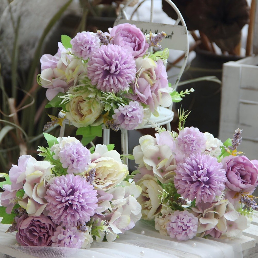 Nordic Style Artificial Silk Flower Bouquet for Wedding Home Decoration