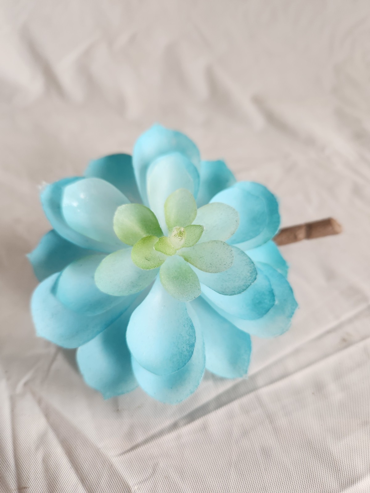 2 Artificial Succulent Rubber Flowers Floral Decor • Beautiful Sky Blue