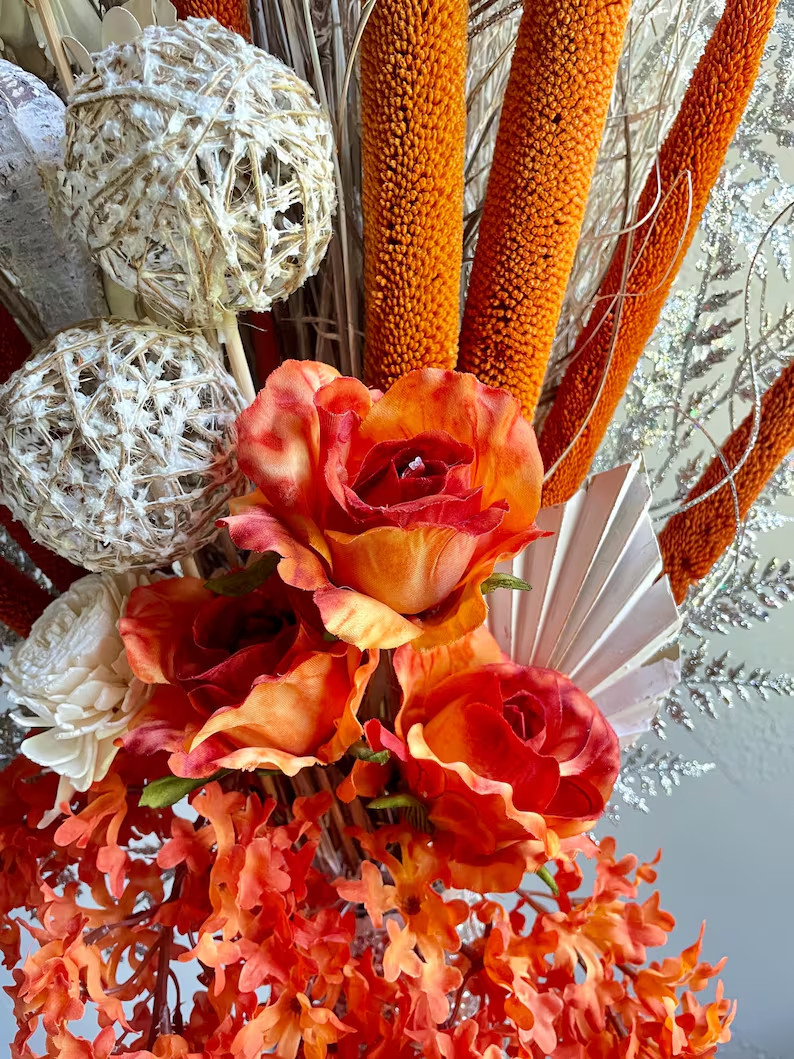 Tall Orange Wedding Centerpiece Elegant Living Dining Room Decor Bedroom Accent