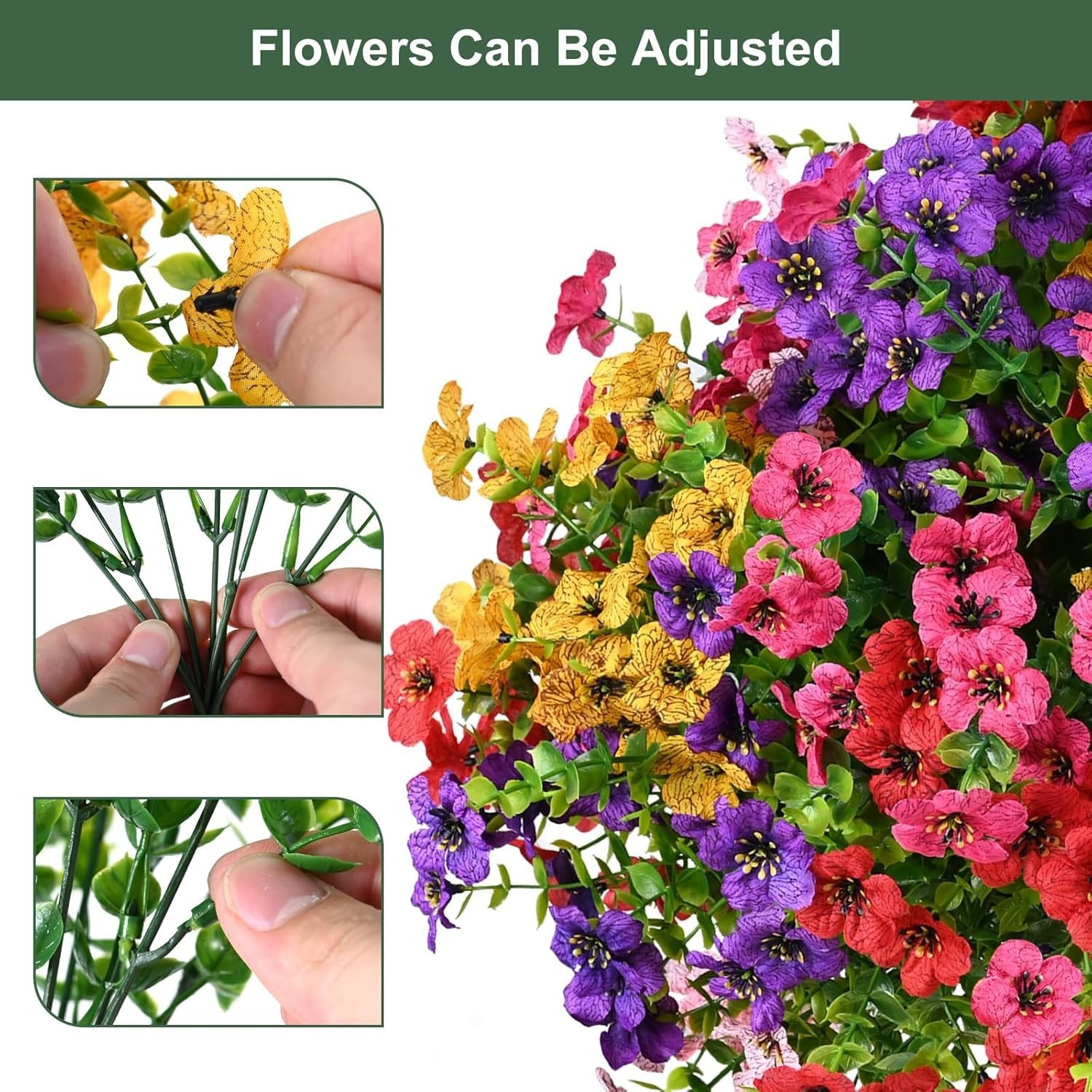 Artificial Flowers for Outdoor, UV Resistant Fake Silk Flowers, Realistic Fau…